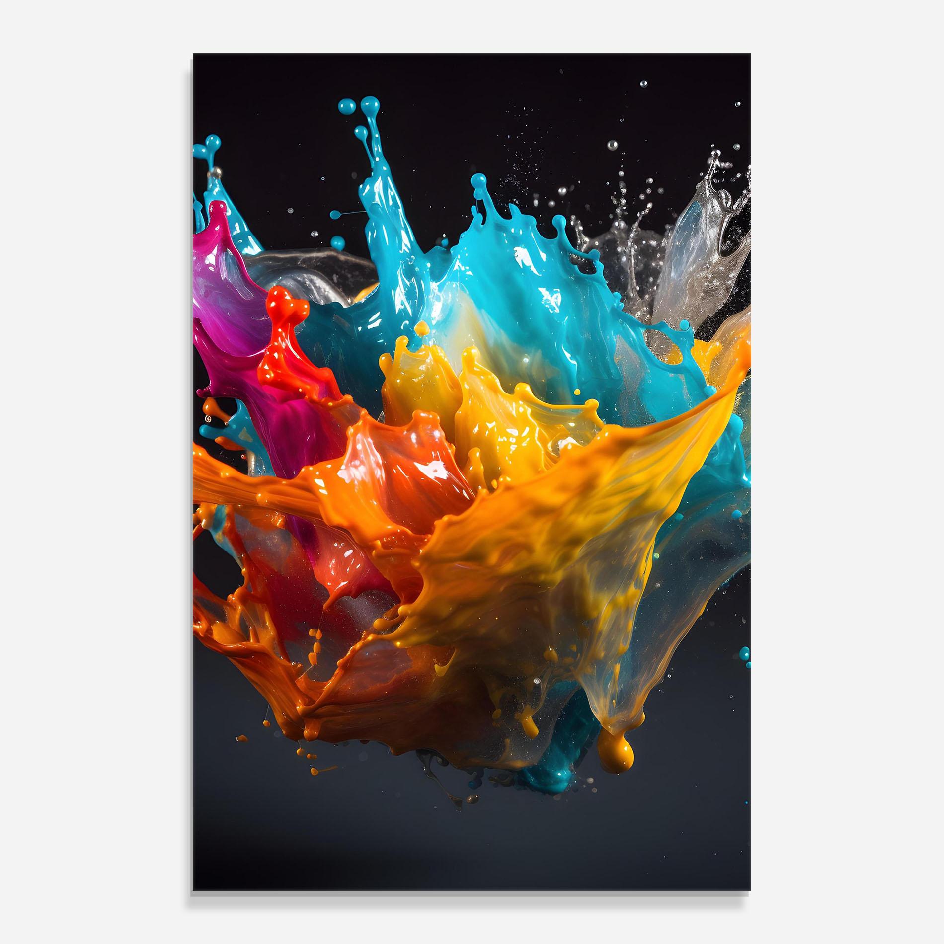 Tablou Sticla Colorful Splash Floating mockup 0