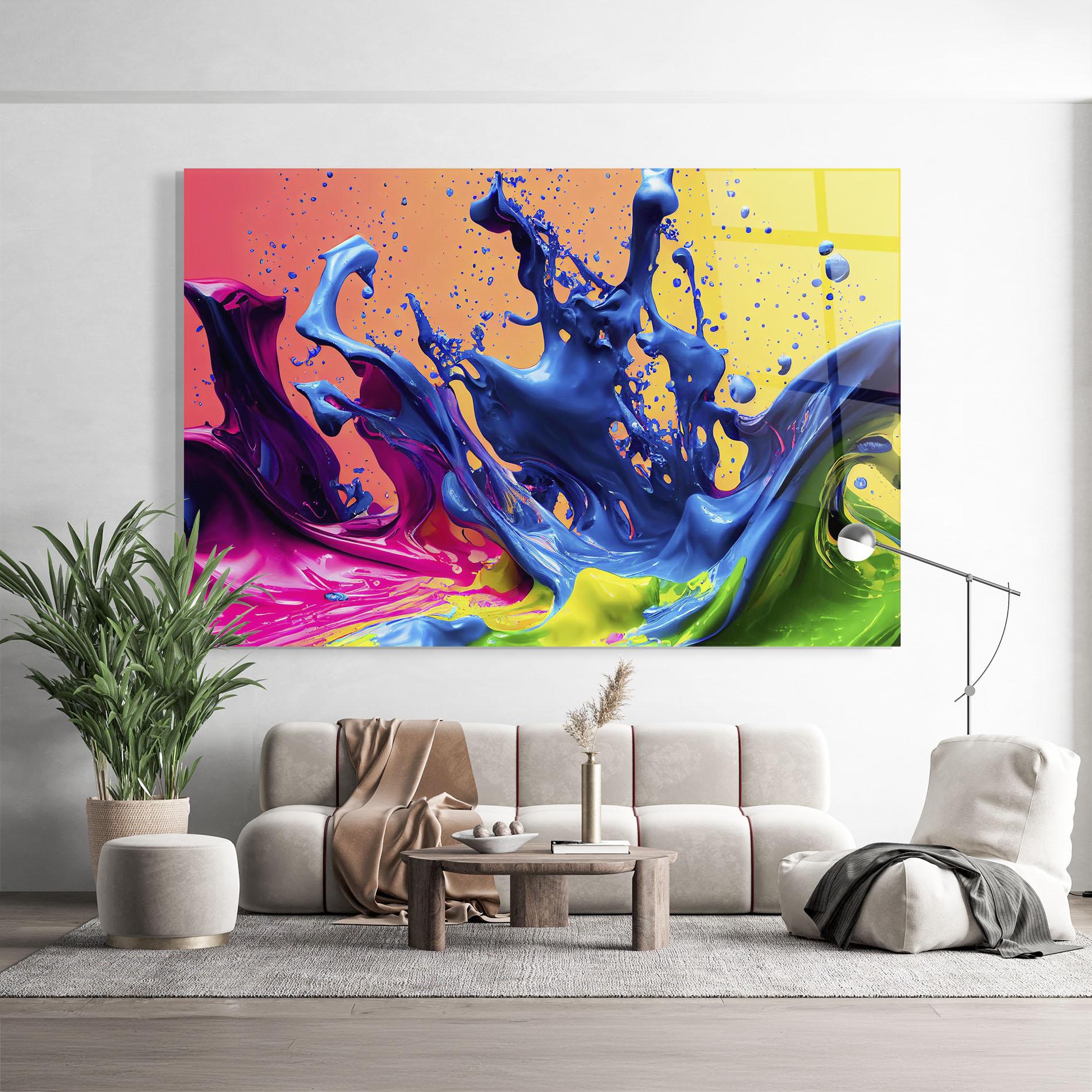 Tablou Sticla Colorful Blue Explosion mockup 9