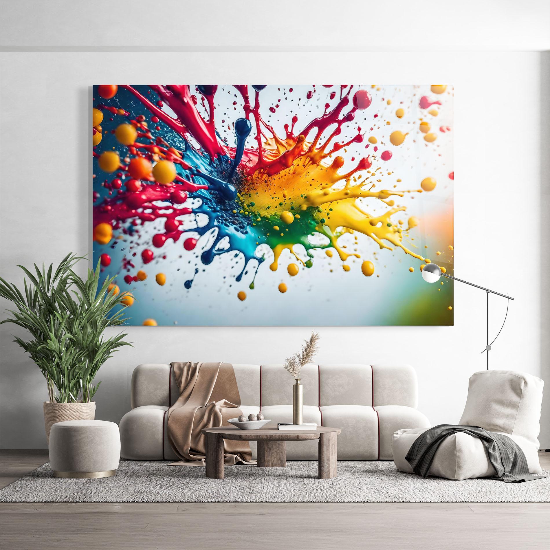 Tablou Sticla Colorful Splash Rainbow mockup 9