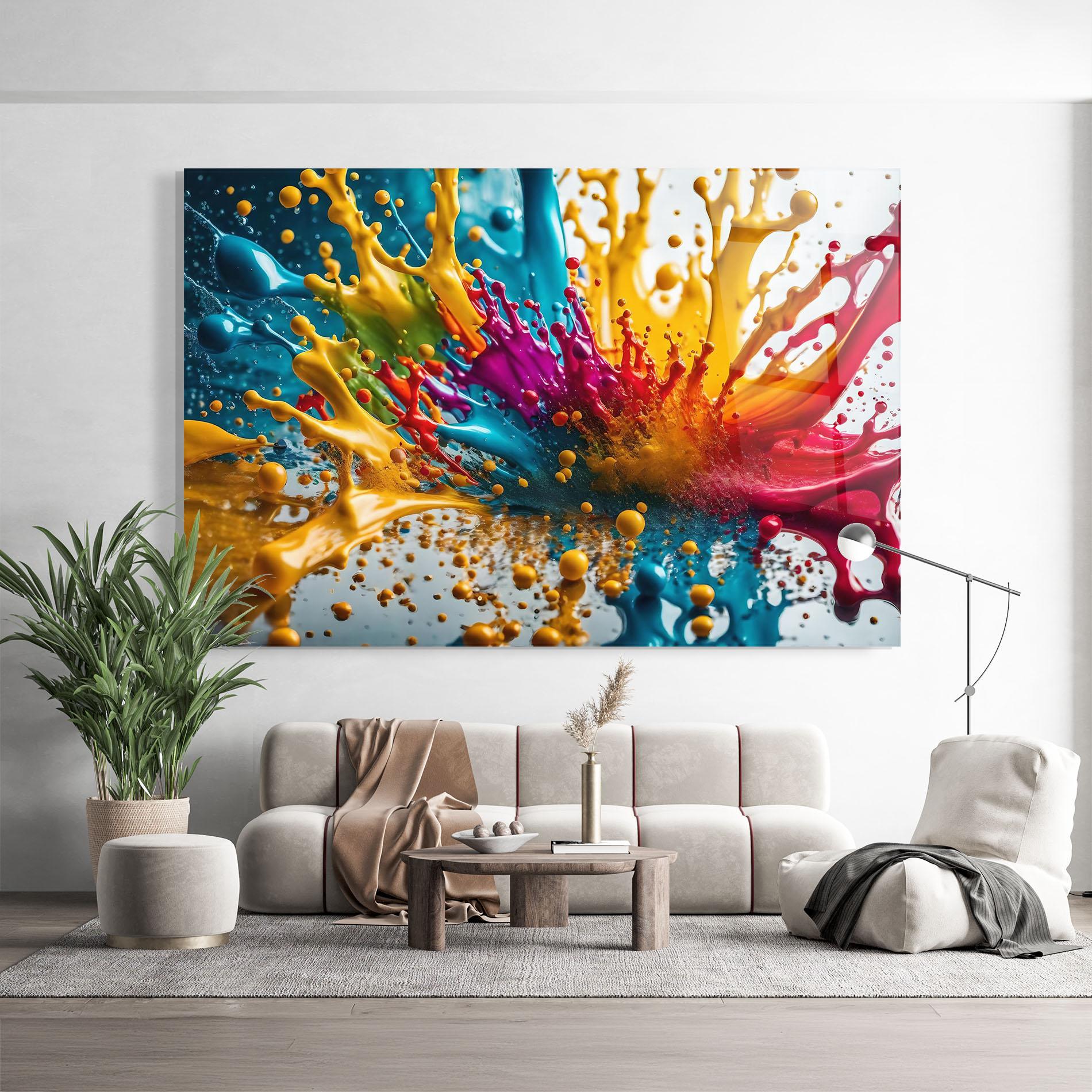 Tablou Sticla Colorful Water Splash mockup 9