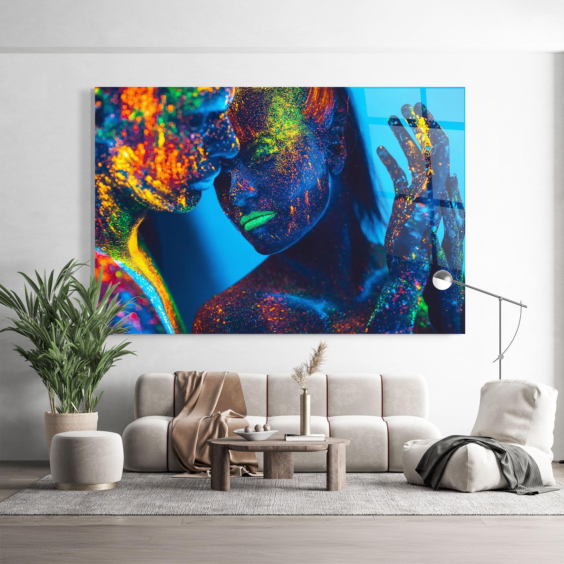 Tablou Sticla Fluorescent Couple mockup 9