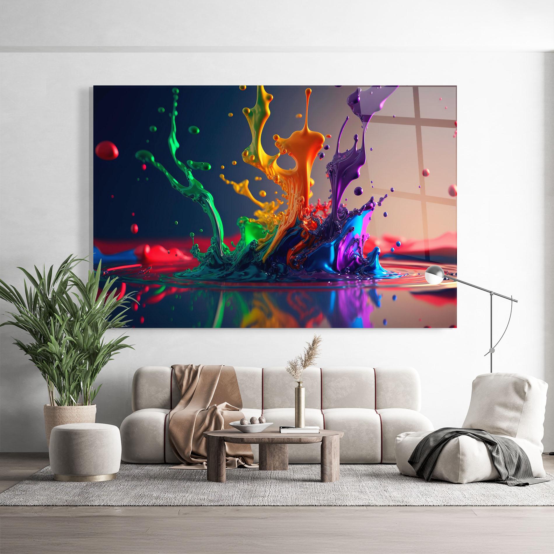 Tablou Sticla Green Color Splash mockup 9