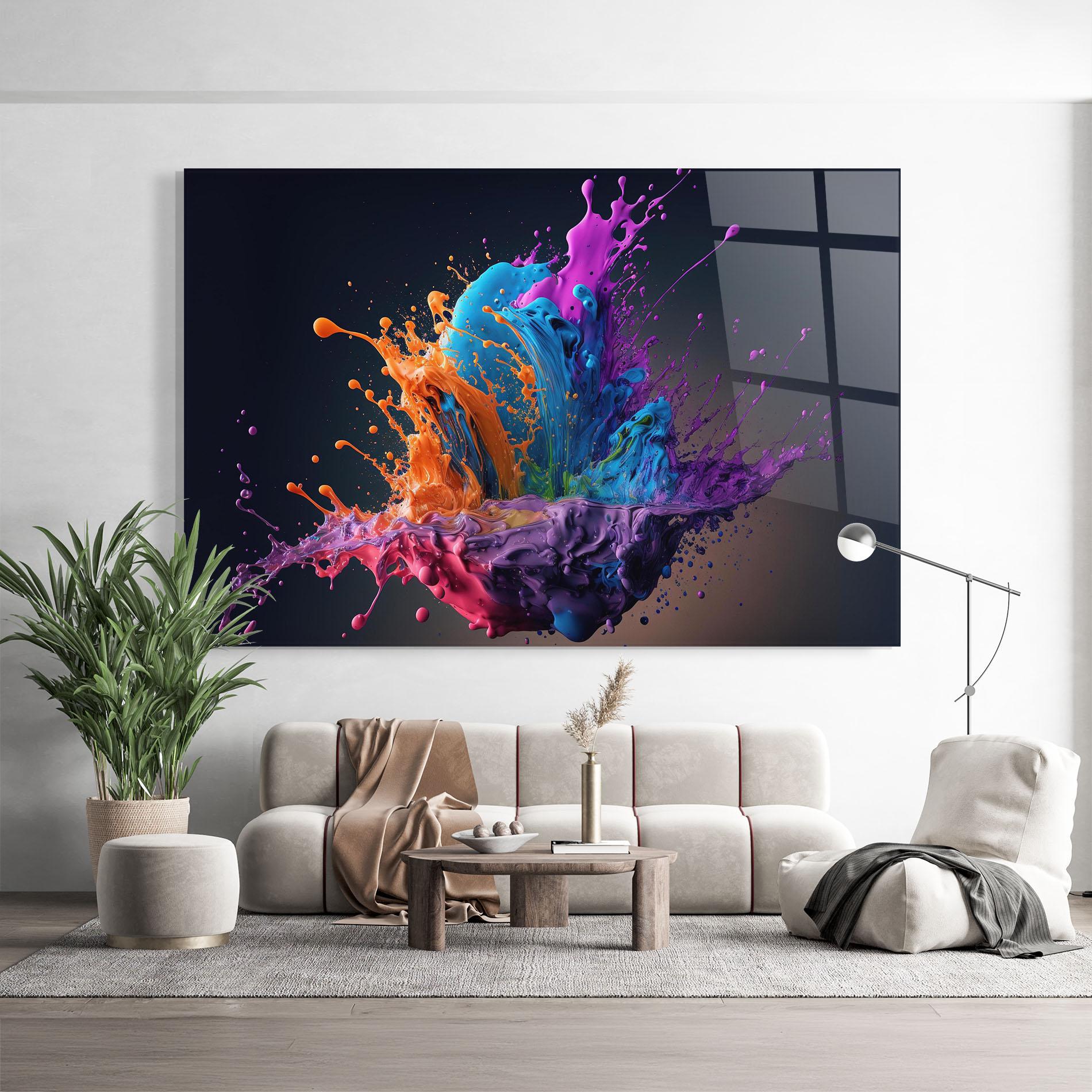 Tablou Sticla Orange Paint Splash mockup 9