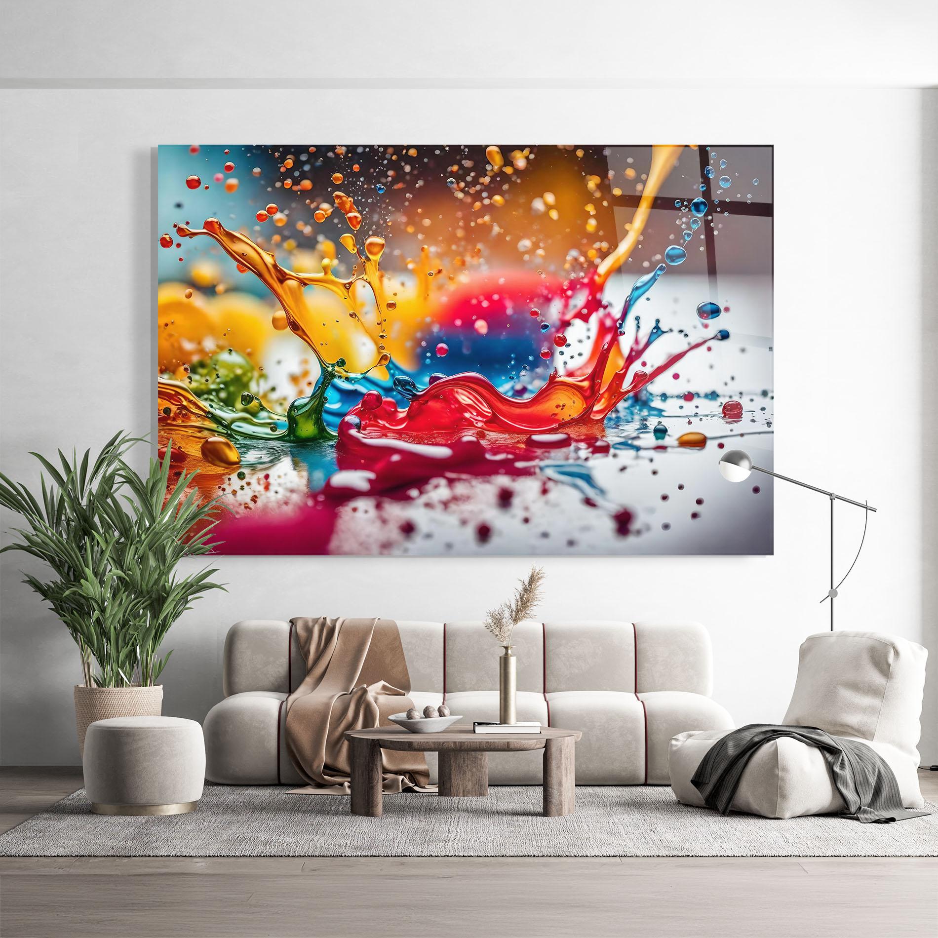 Tablou Sticla Water Color Splash mockup 9