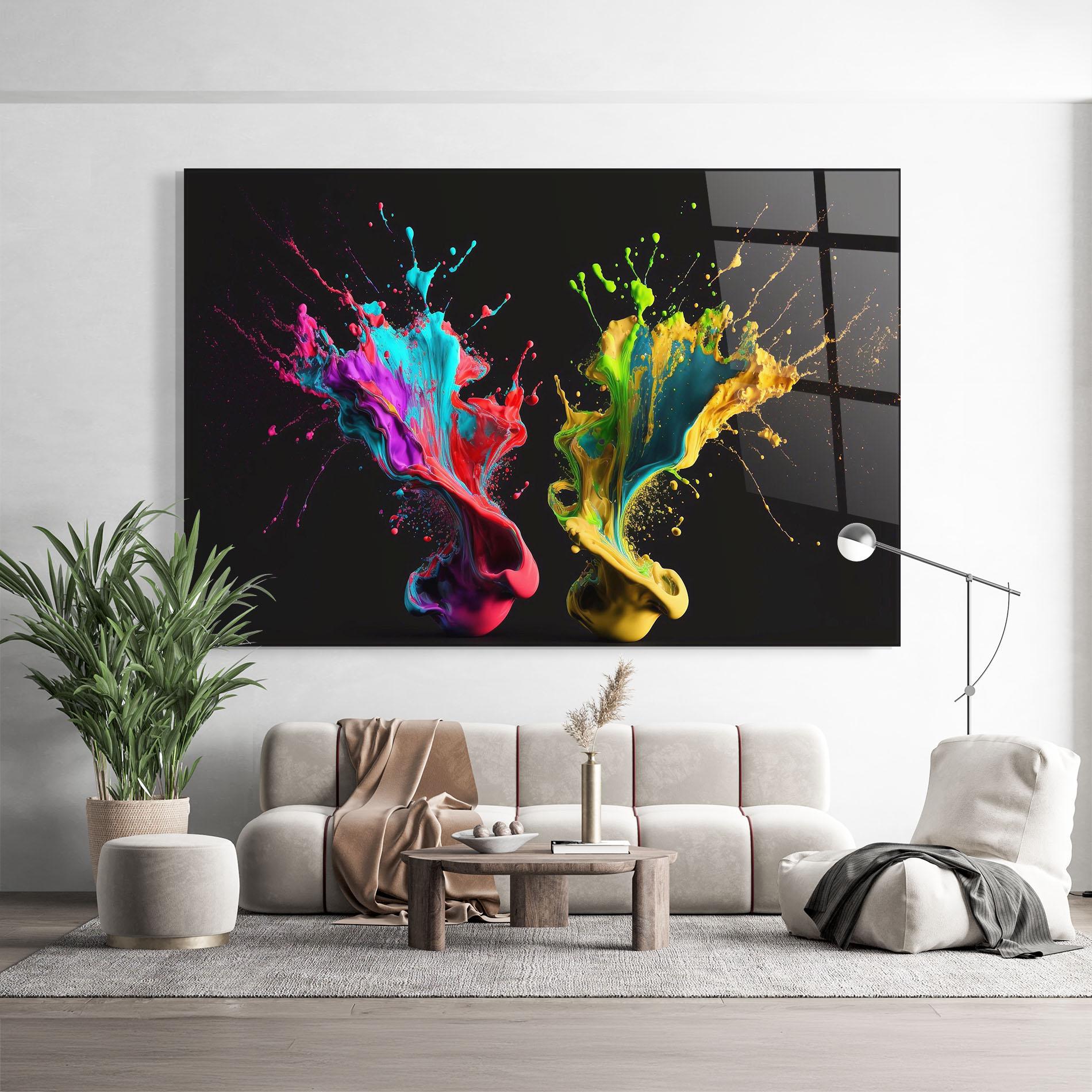 Tablou Sticla Yellow Green Splash mockup 9