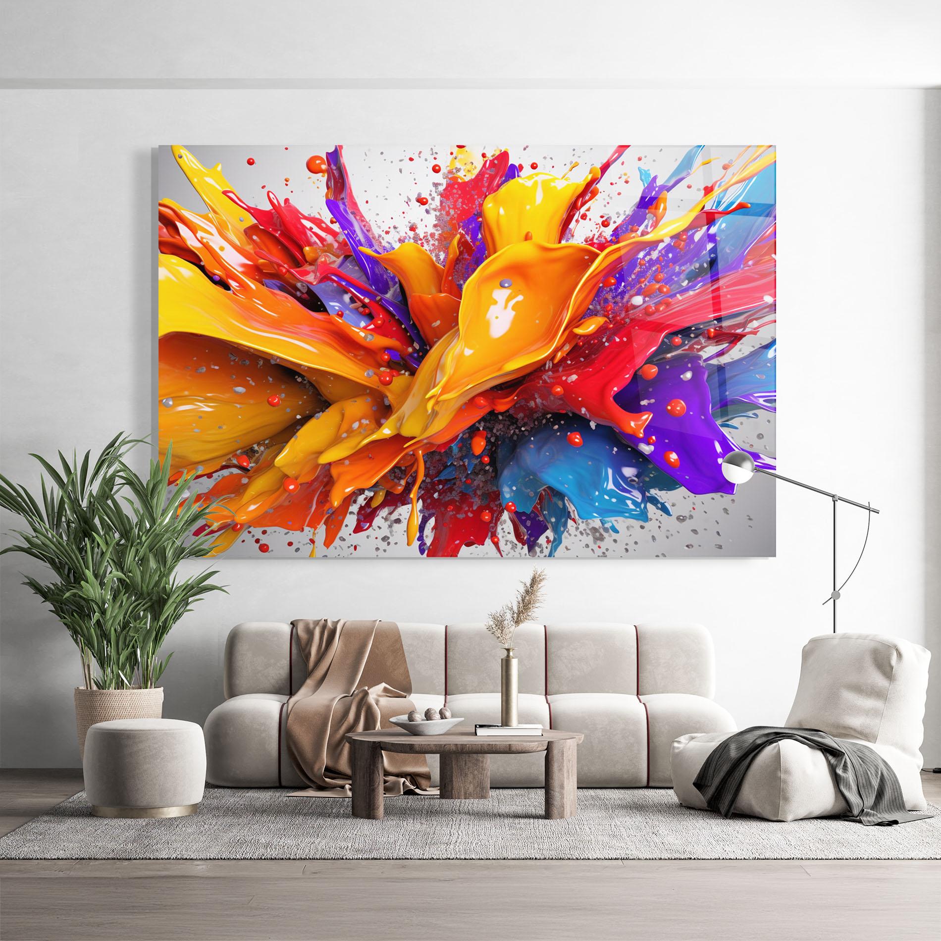 Tablou Sticla Yellow Red Splash mockup 9