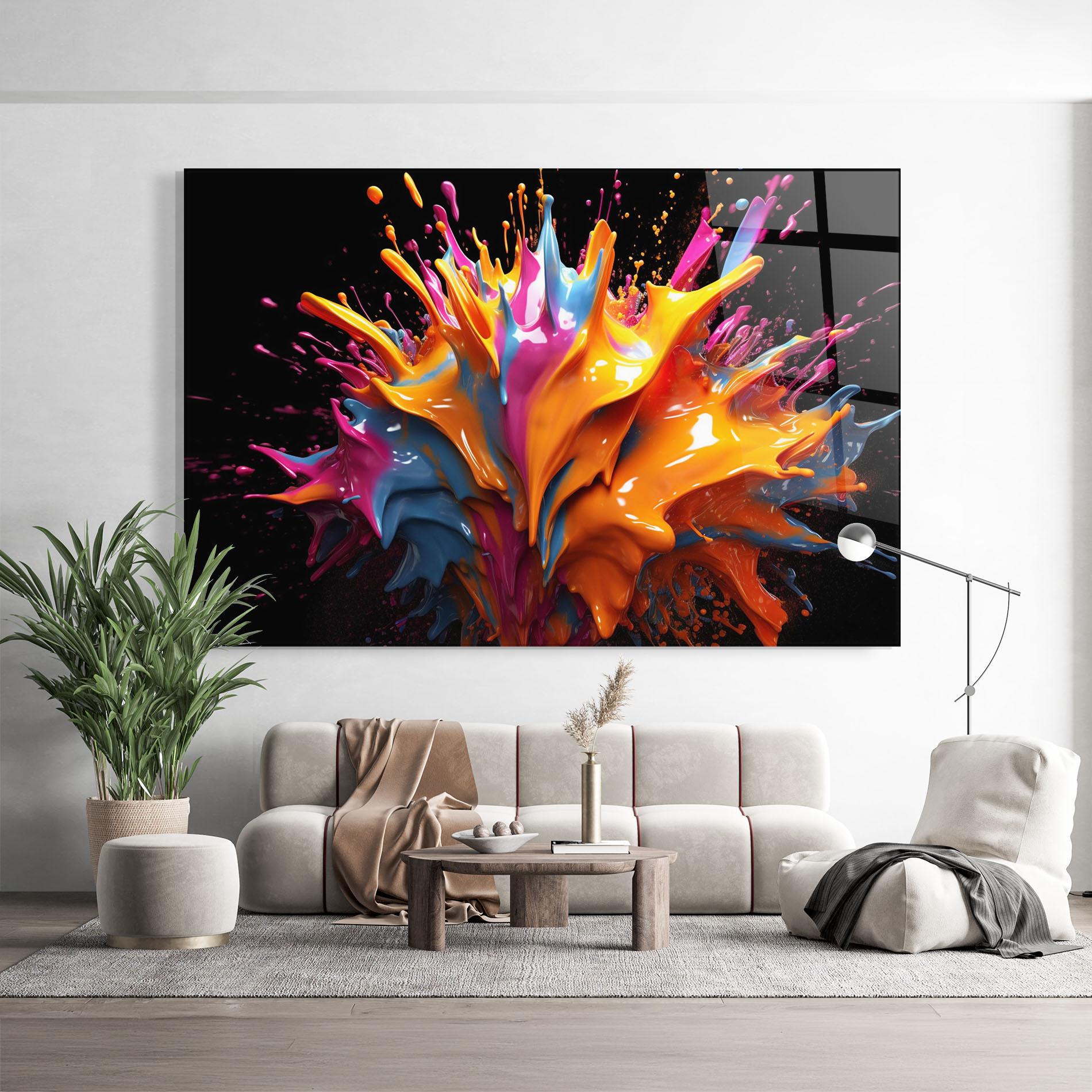 Tablou Sticla Yellow Splash mockup 9