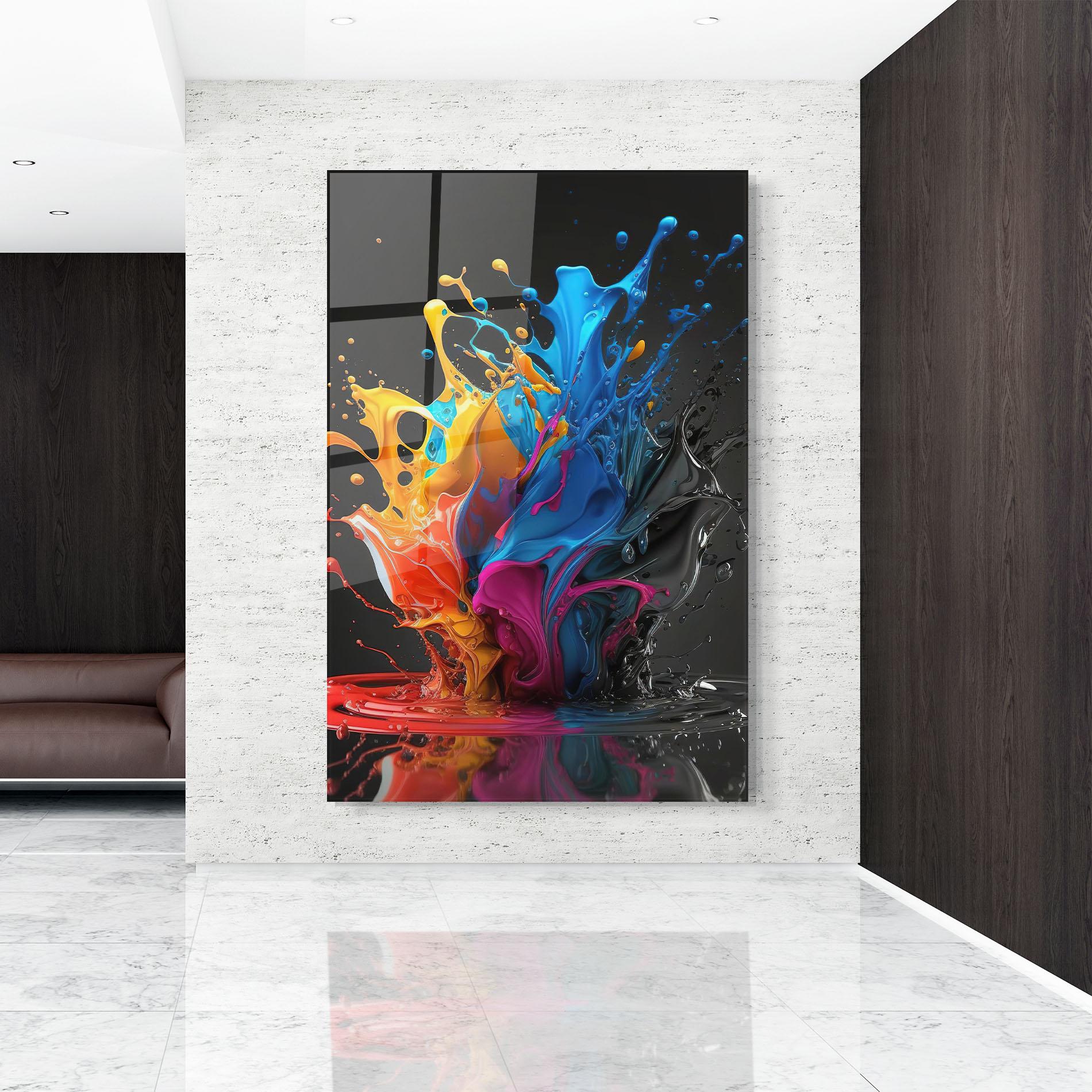 Tablou Sticla Black Blue Splash mockup 9