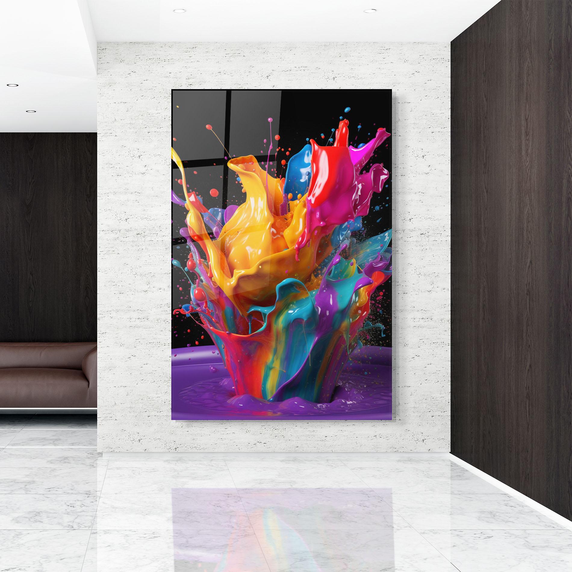 Tablou Sticla Brightly Color Splashing mockup 9