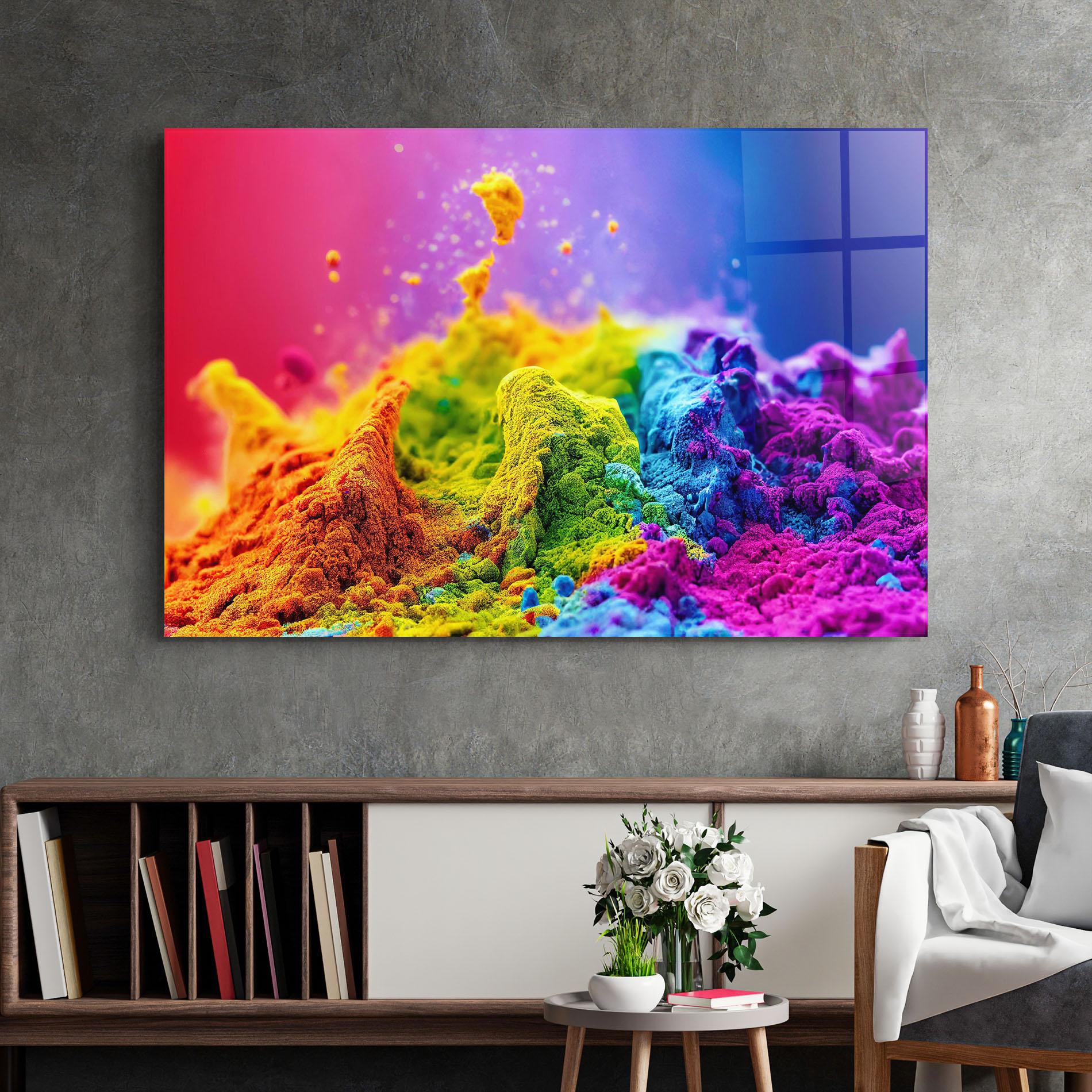 Tablou Sticla Color Powder Explosion mockup 2