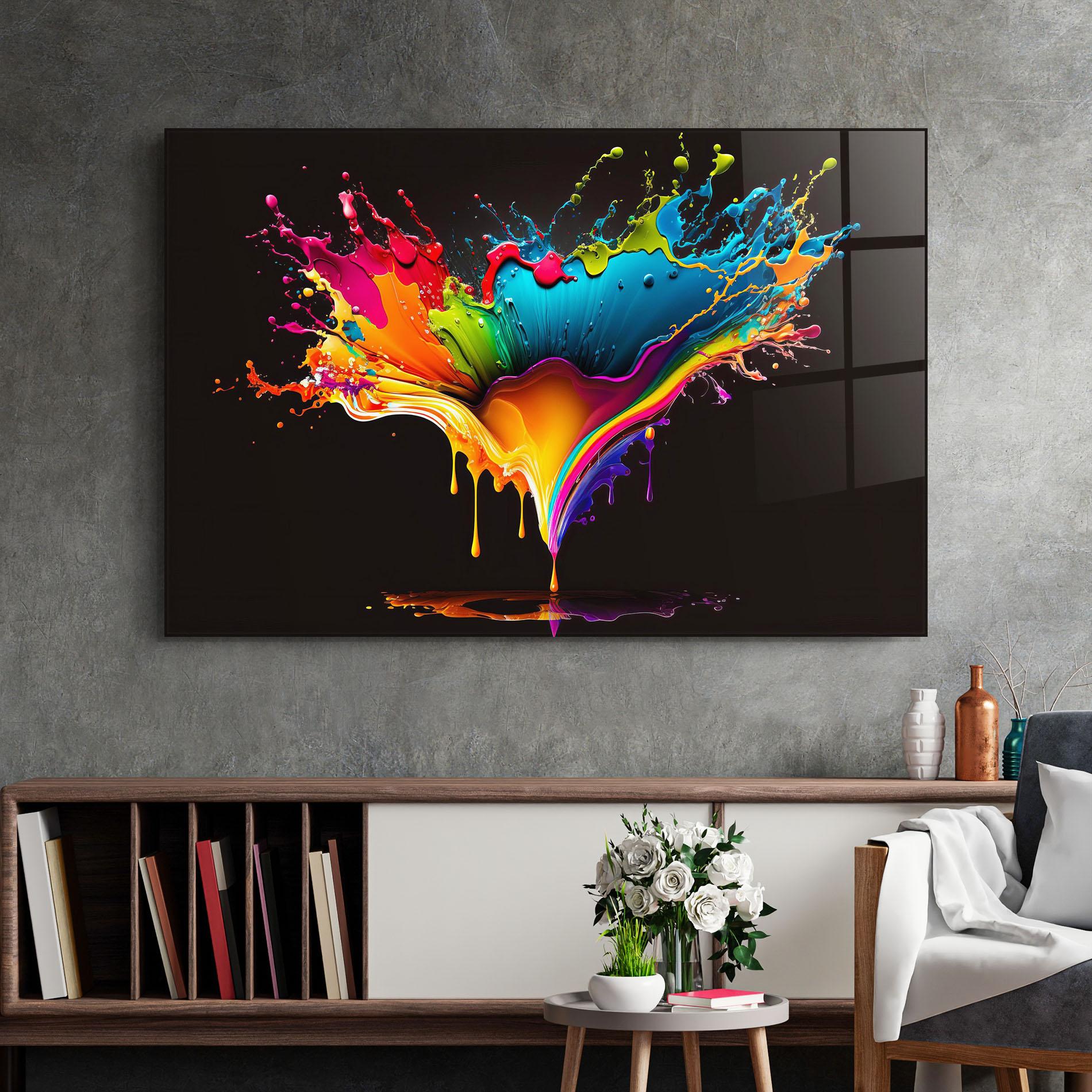 Tablou Sticla Colorful Rainbow Splash mockup 2