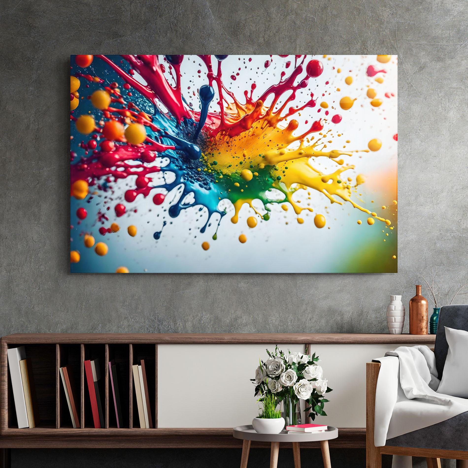 Tablou Sticla Colorful Splash Rainbow mockup 2