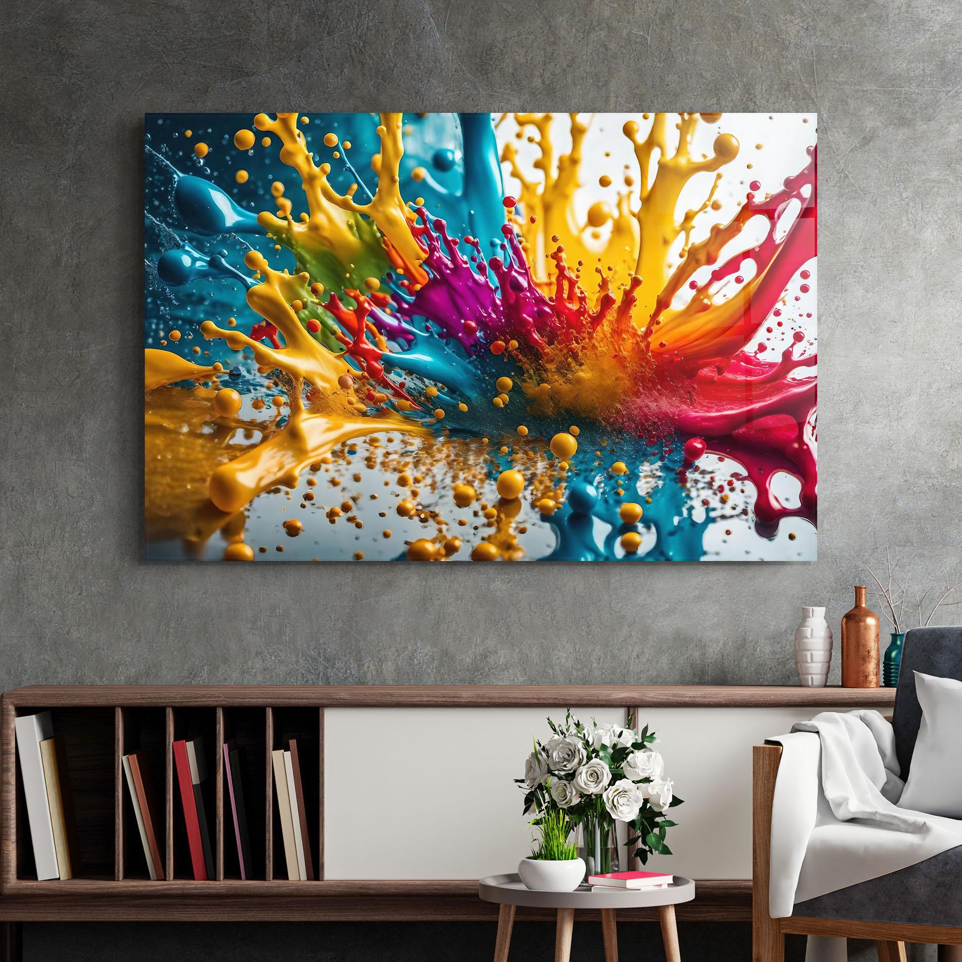 Tablou Sticla Colorful Water Splash mockup 2