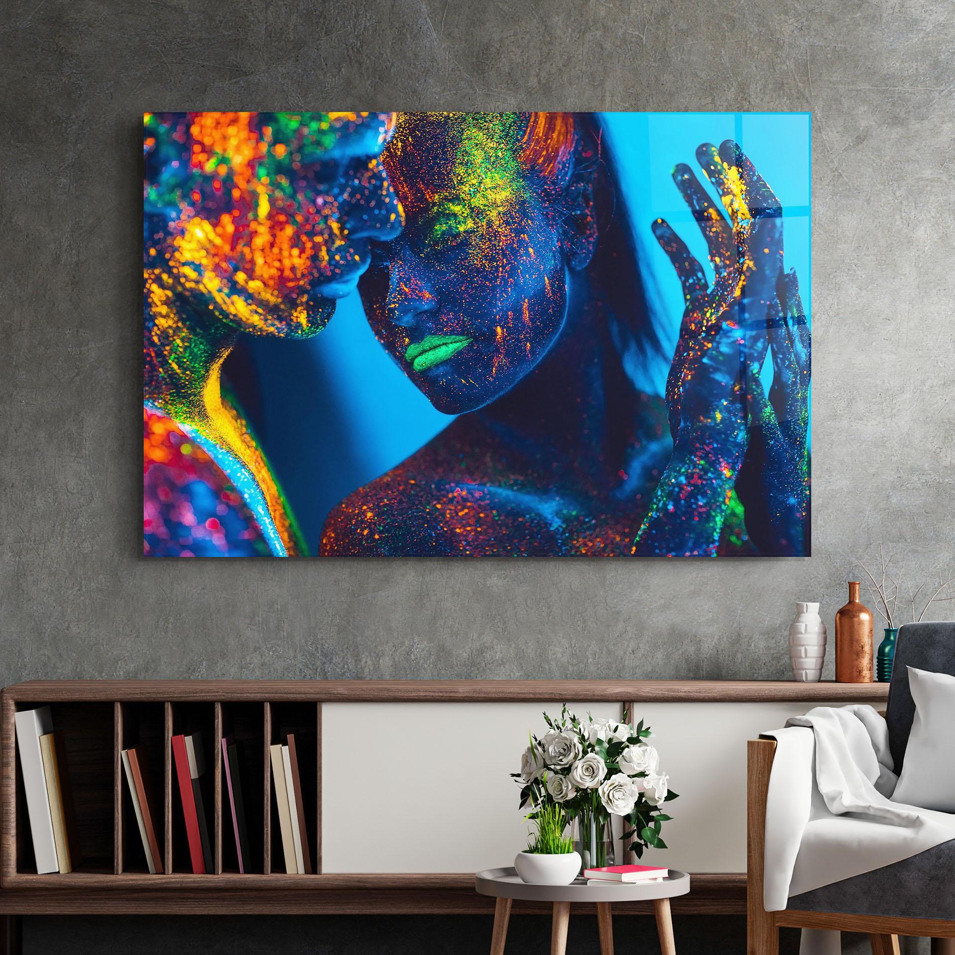 Tablou Sticla Fluorescent Couple mockup 2