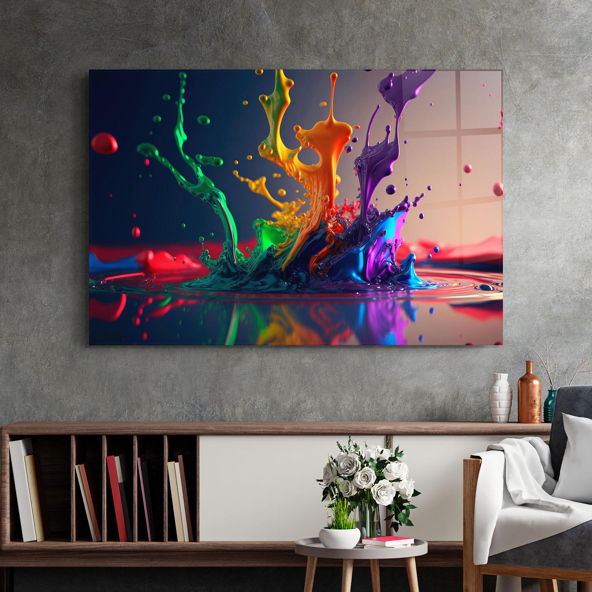 Tablou Sticla Green Color Splash mockup 2