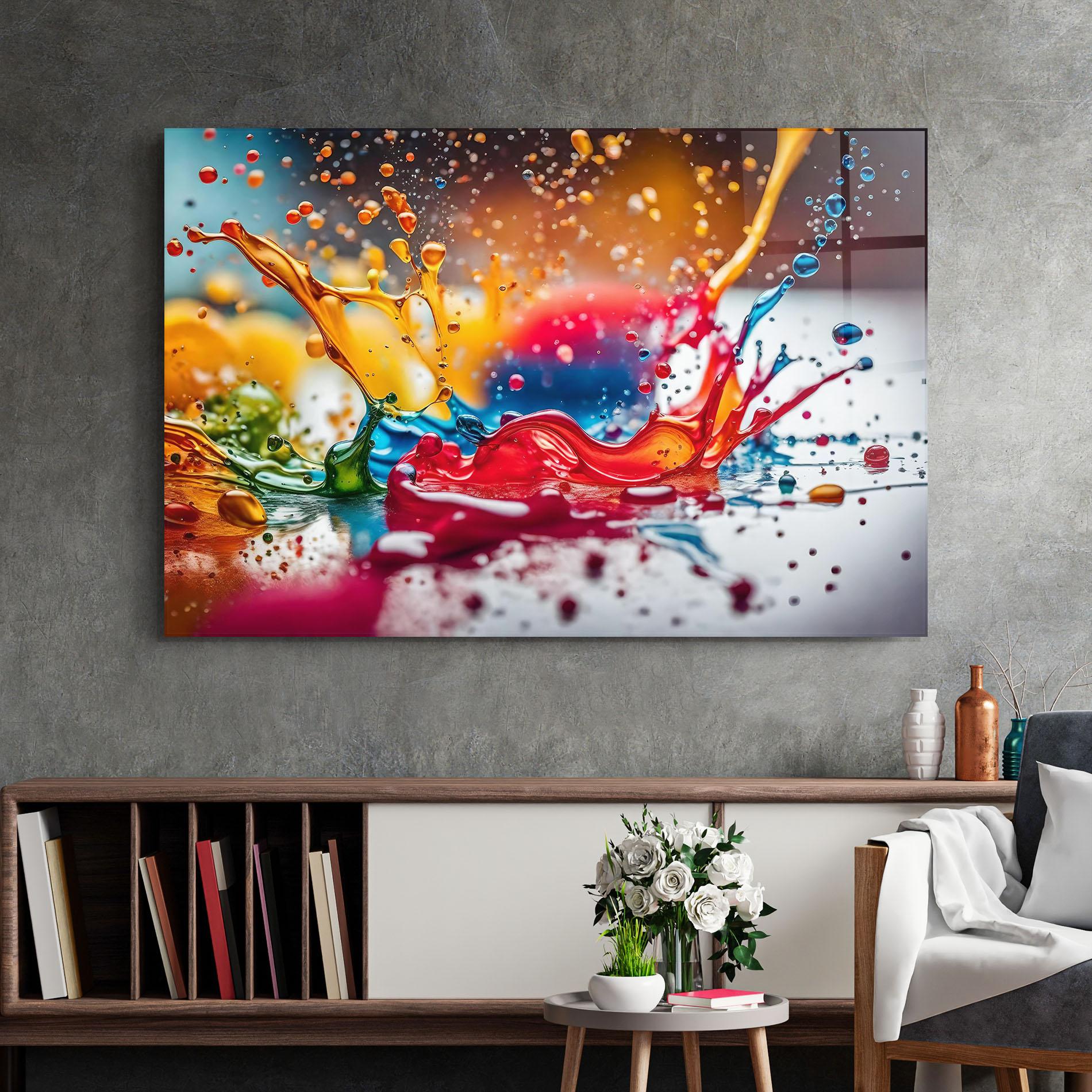 Tablou Sticla Water Color Splash mockup 2