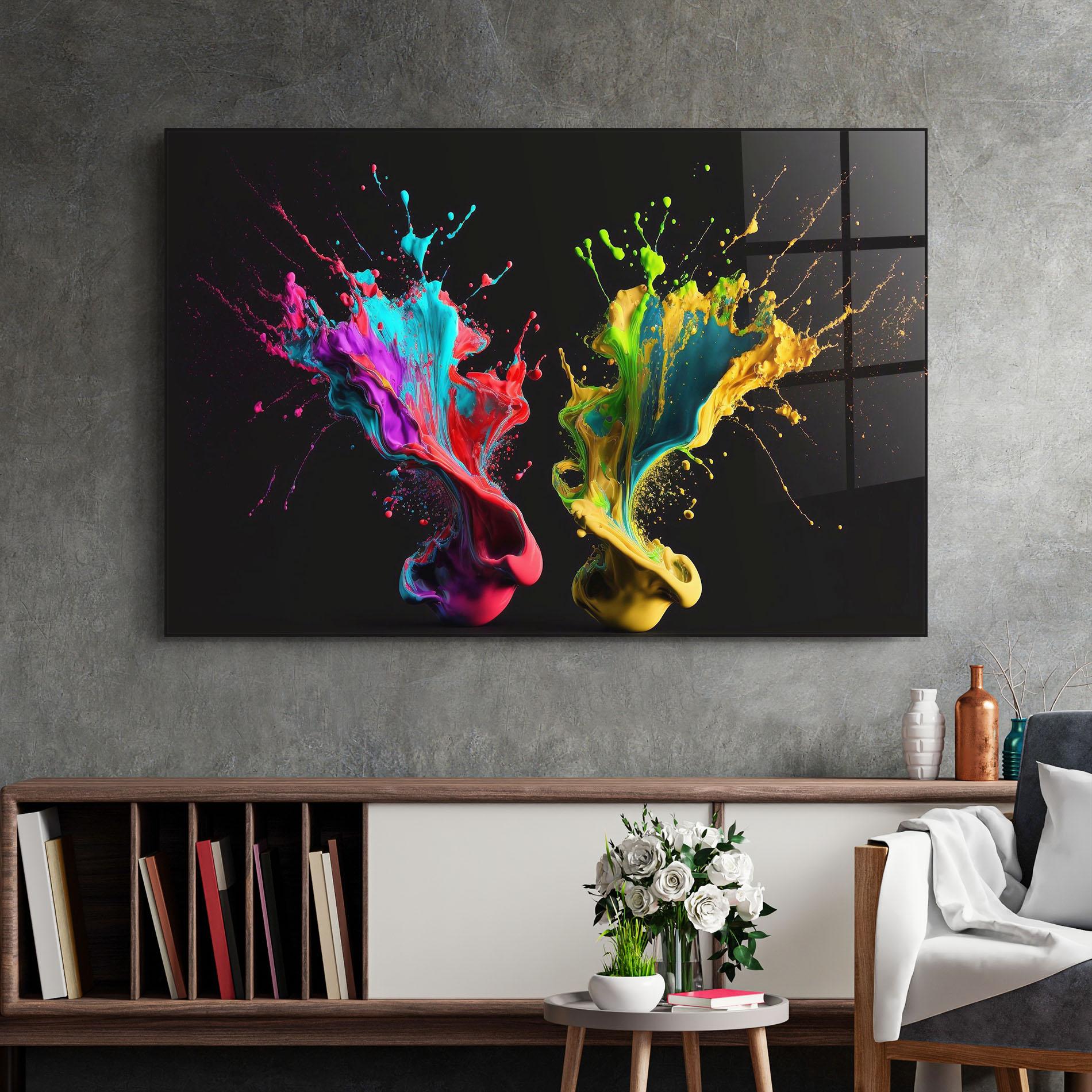 Tablou Sticla Yellow Green Splash mockup 2