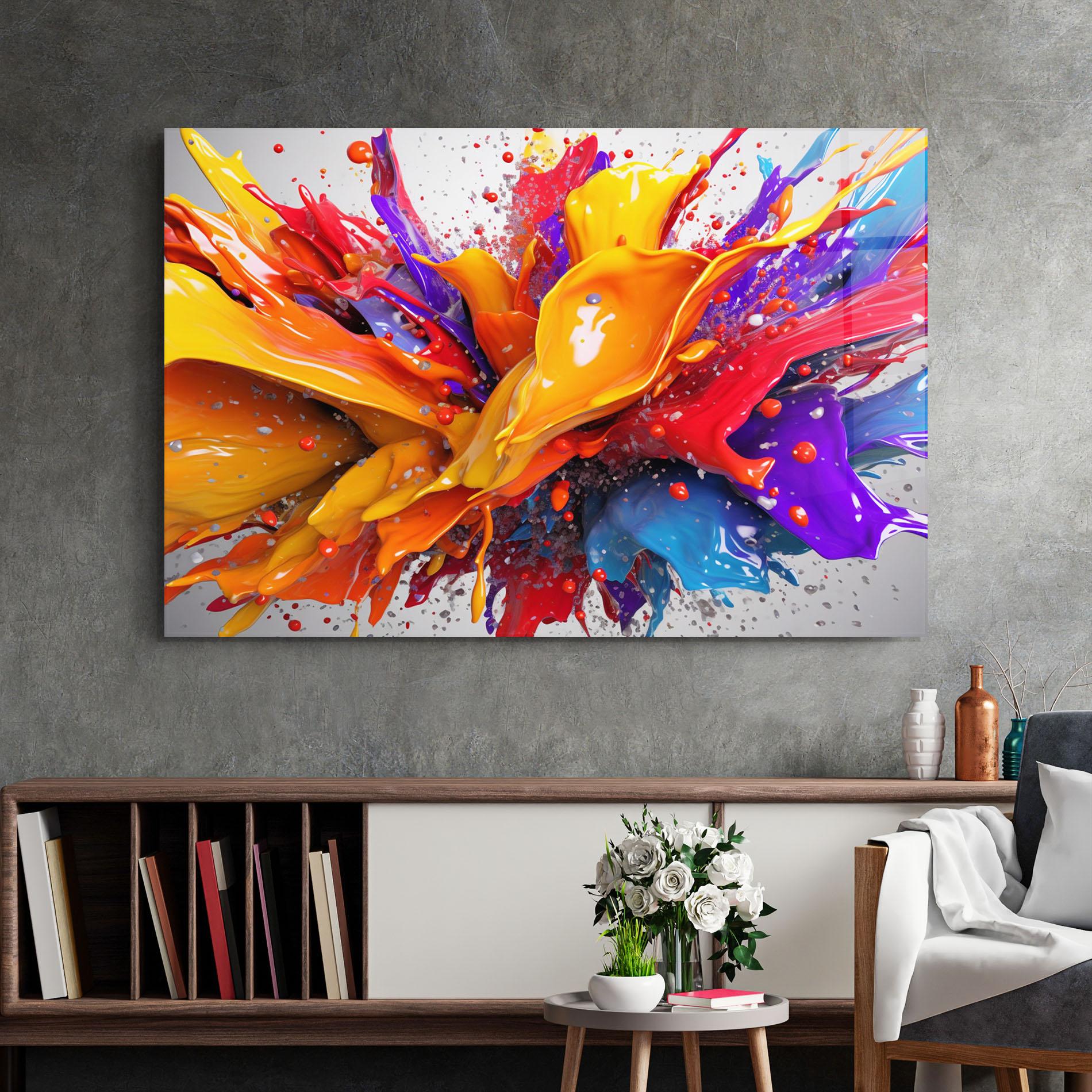 Tablou Sticla Yellow Red Splash mockup 2