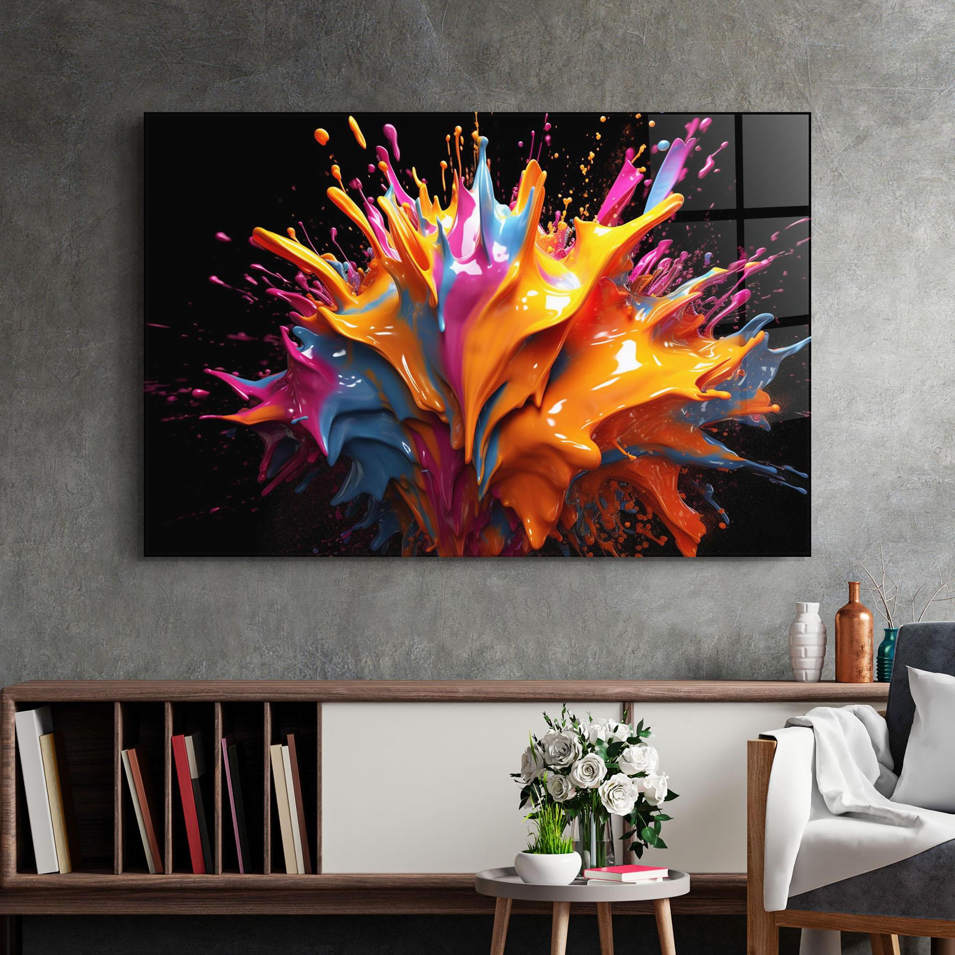 Tablou Sticla Yellow Splash mockup 2