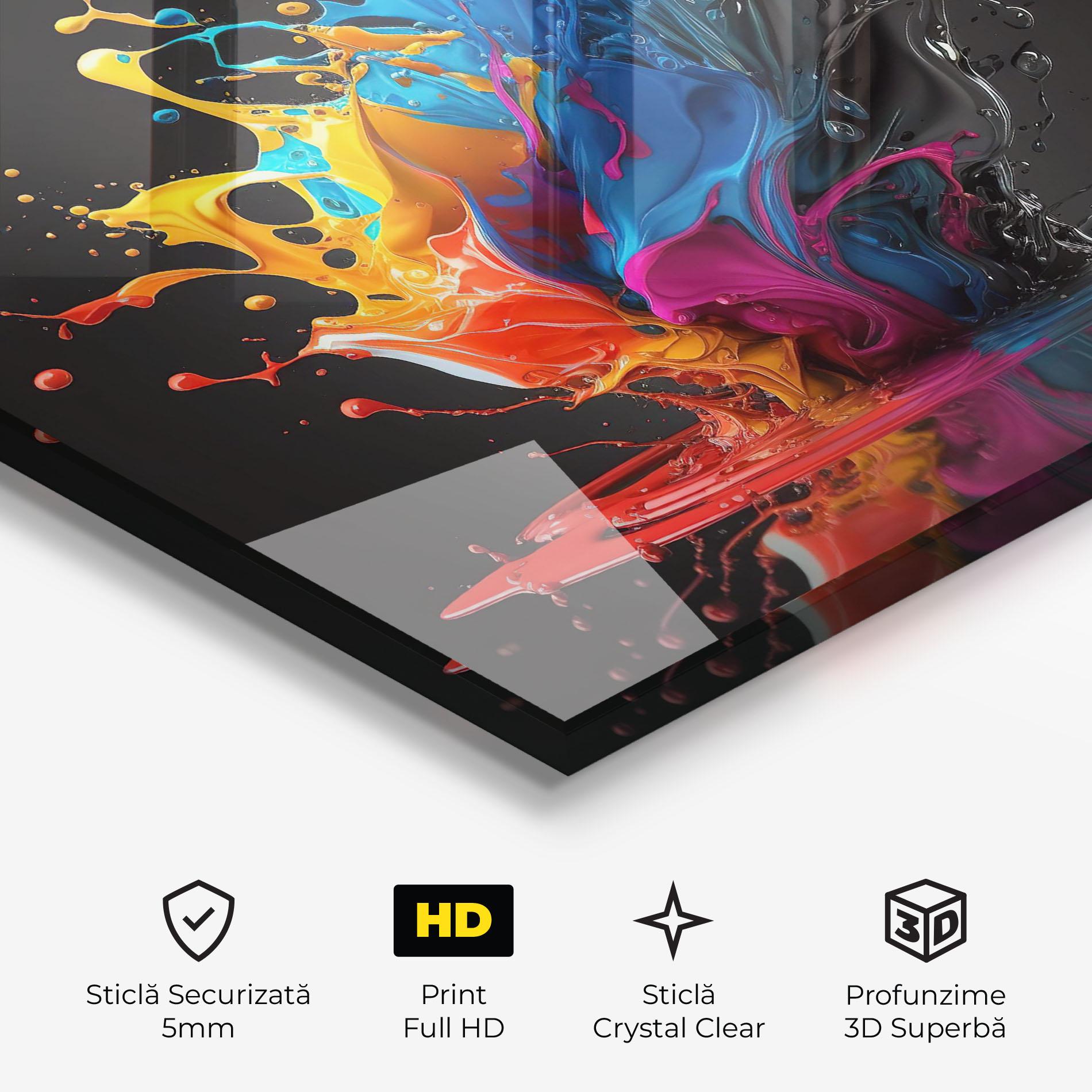 Tablou Sticla Black Blue Splash mockup 3