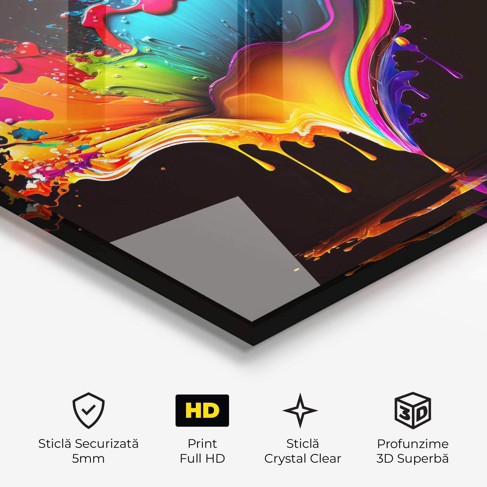 Tablou Sticla Colorful Rainbow Splash mockup 3