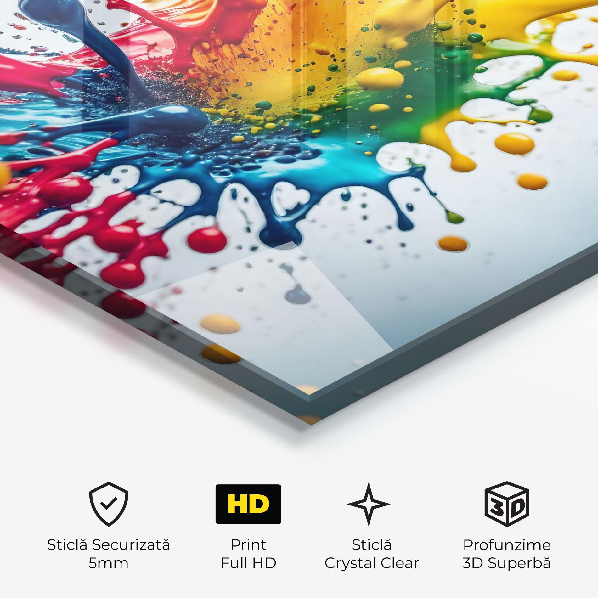 Tablou Sticla Colorful Splash Rainbow mockup 3
