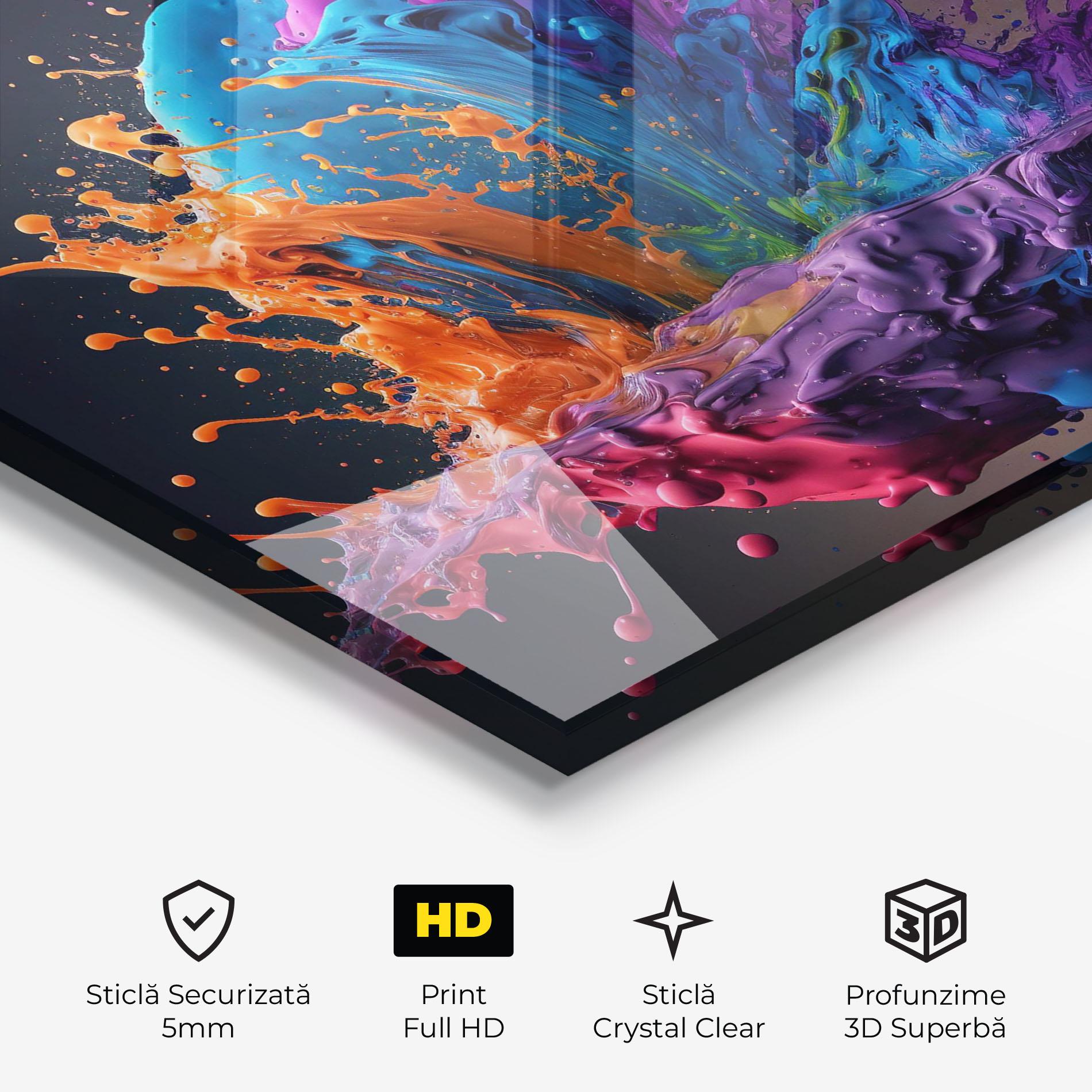 Tablou Sticla Orange Paint Splash mockup 3