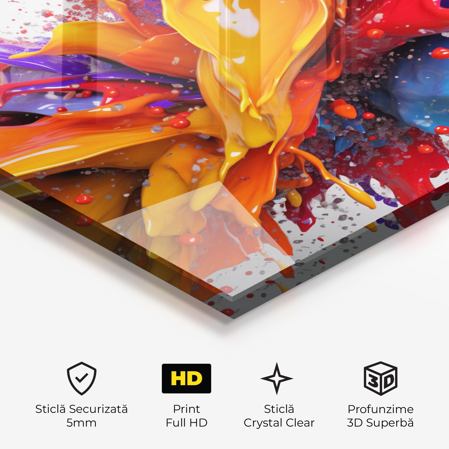 Tablou Sticla Yellow Red Splash mockup 3