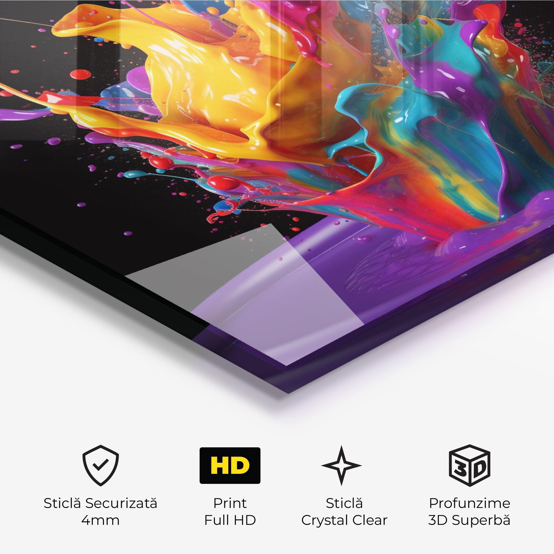 Tablou Sticla Brightly Color Splashing mockup 3