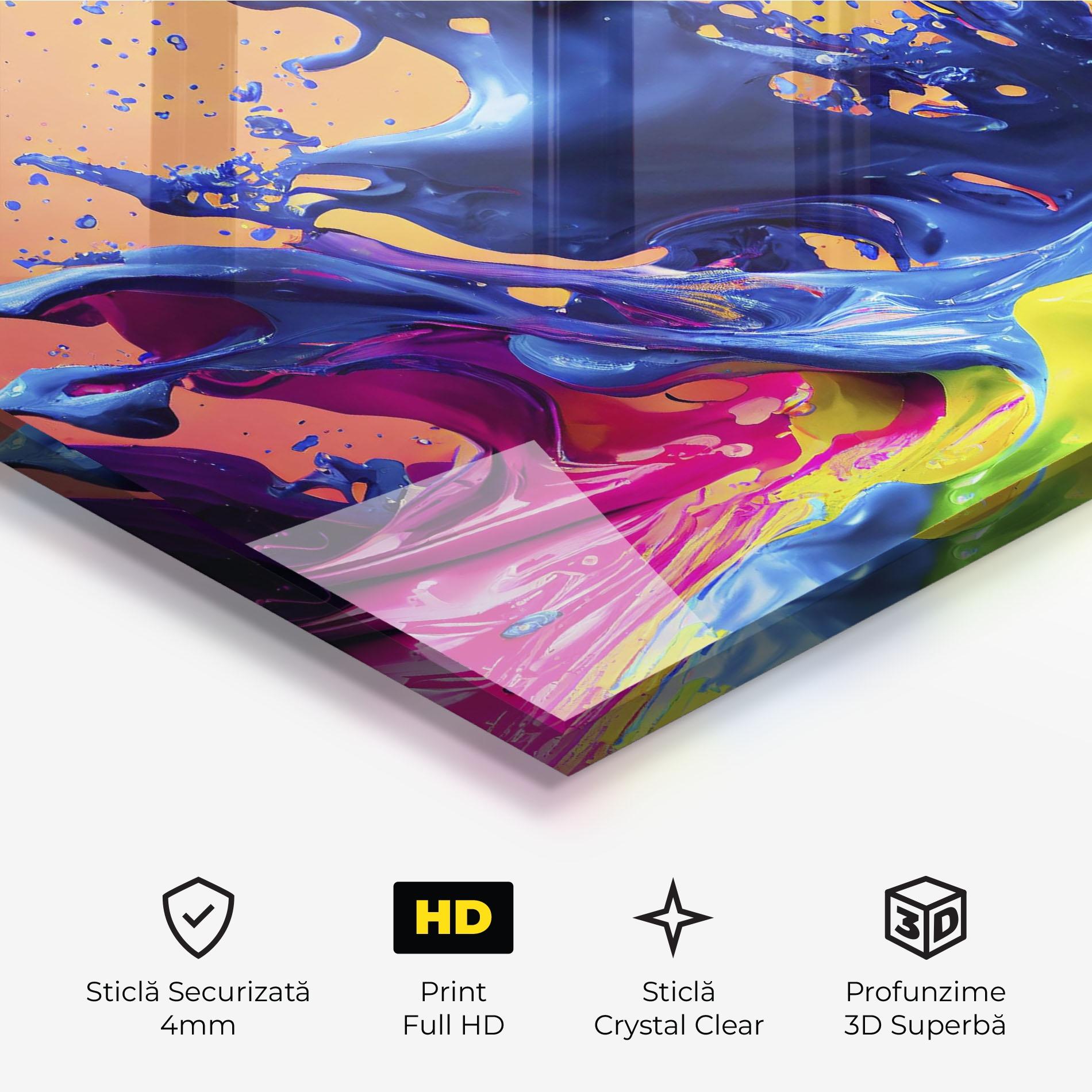 Tablou Sticla Colorful Blue Explosion mockup 3