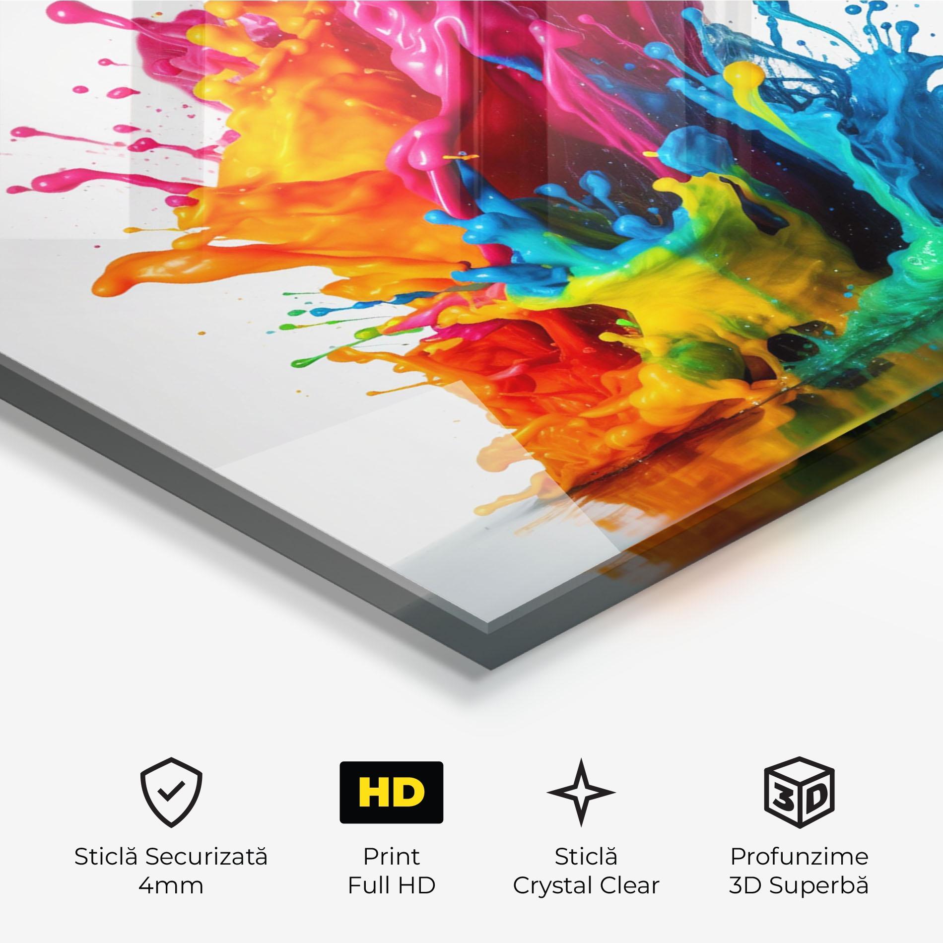 Tablou Sticla Colorful Explosion Paint mockup 3