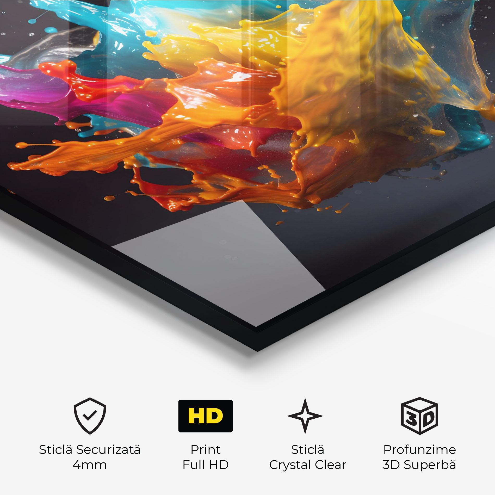 Tablou Sticla Colorful Splash Floating mockup 3