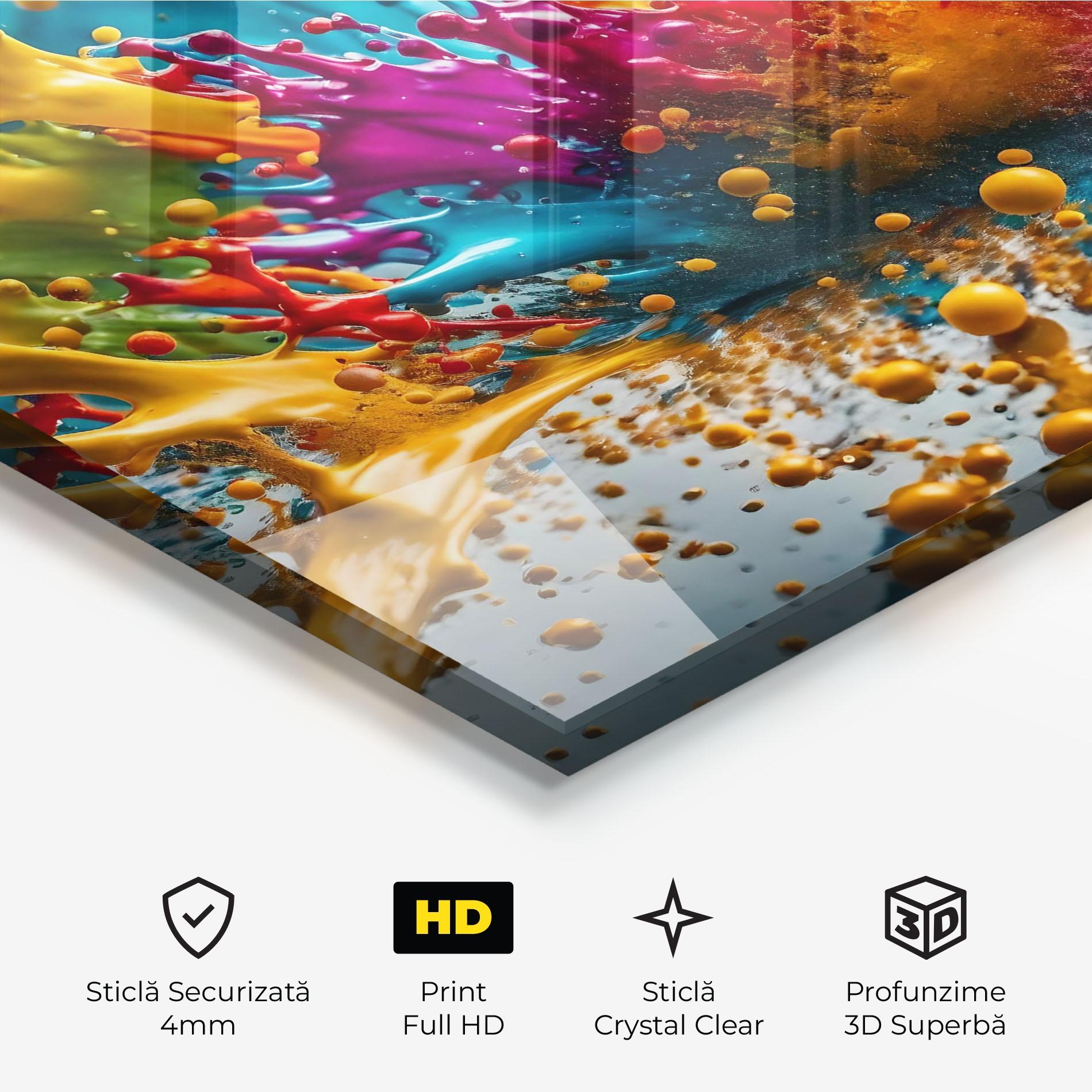 Tablou Sticla Colorful Water Splash mockup 3