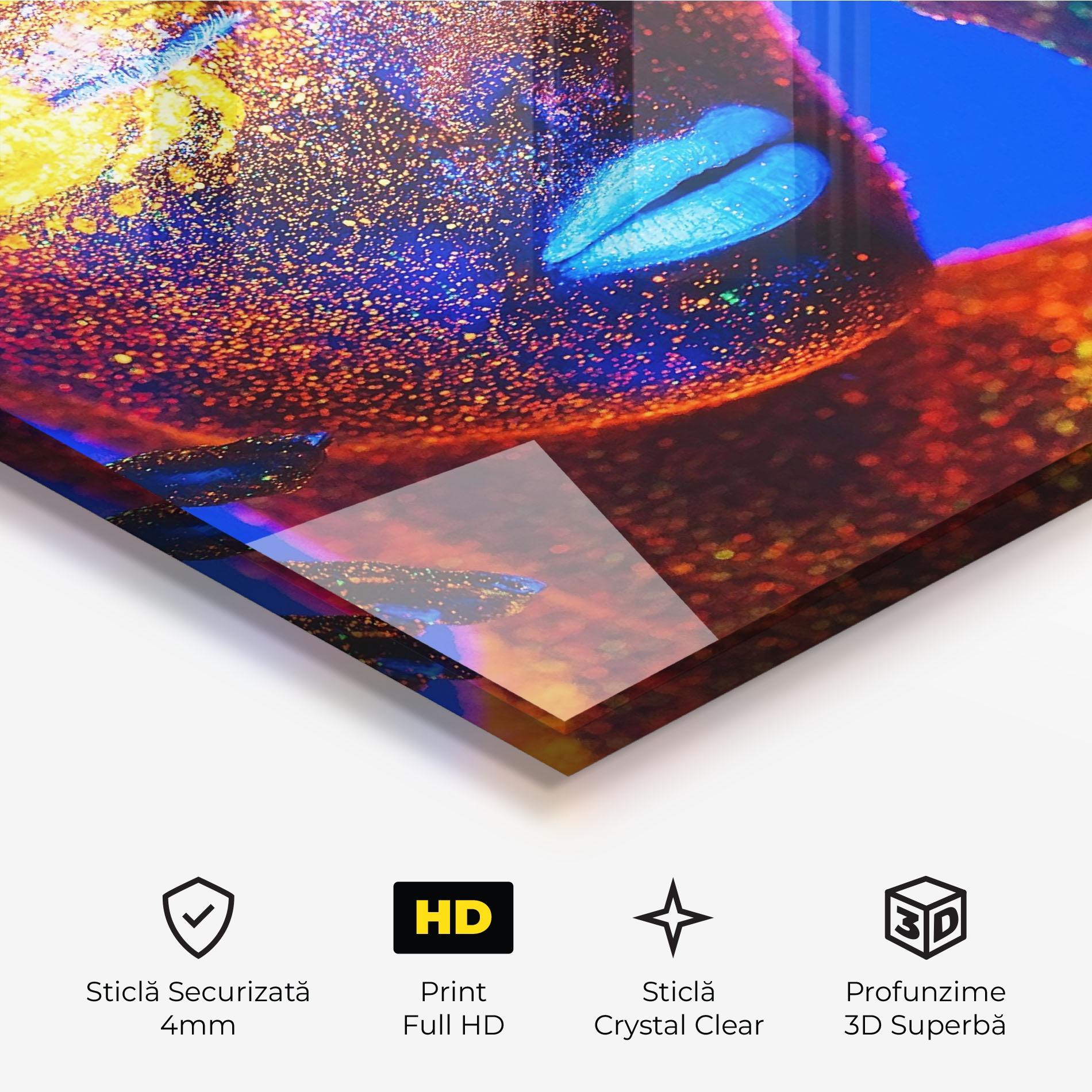 Tablou Sticla Fluorescent Blue Lips mockup 3