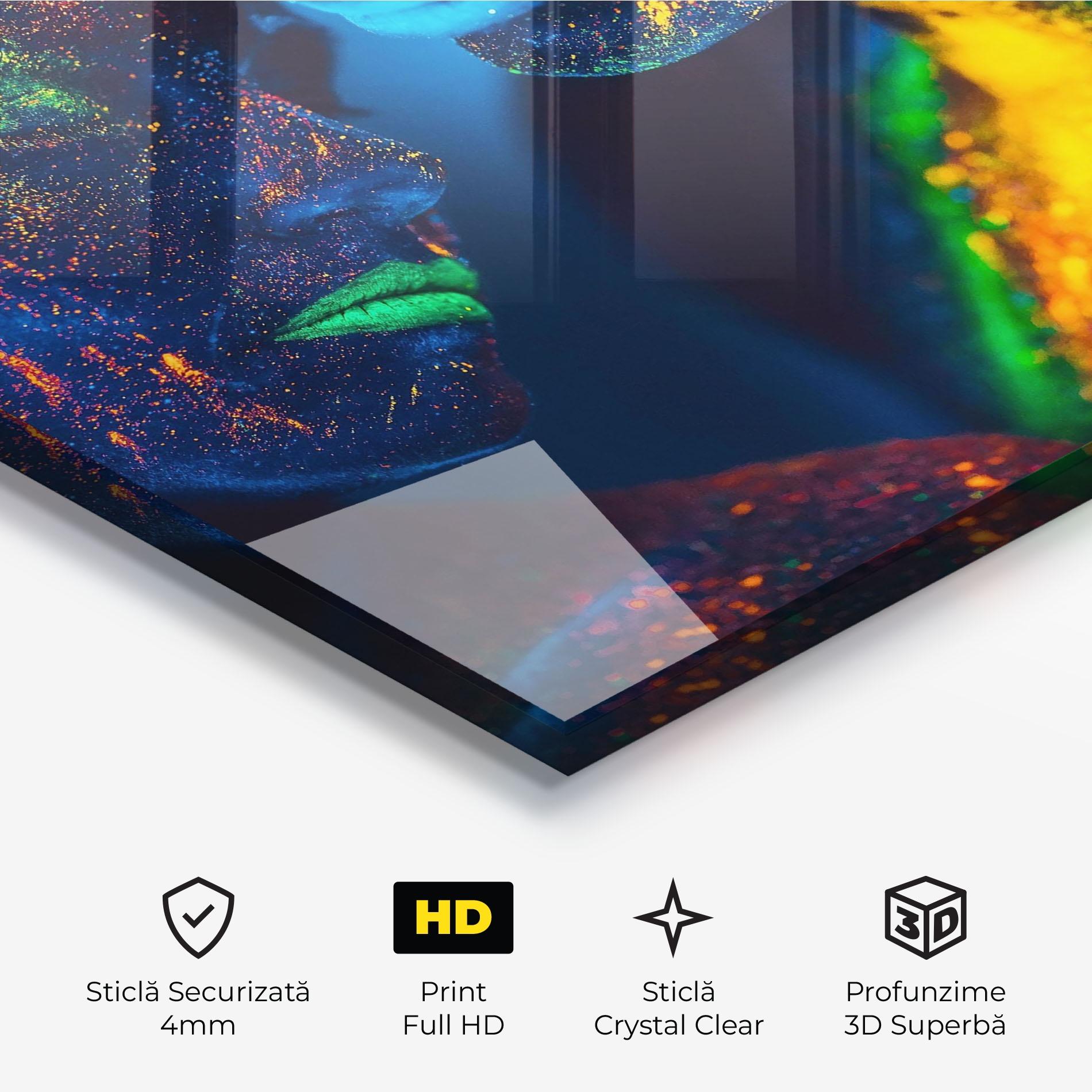 Tablou Sticla Fluorescent Green Lips mockup 3