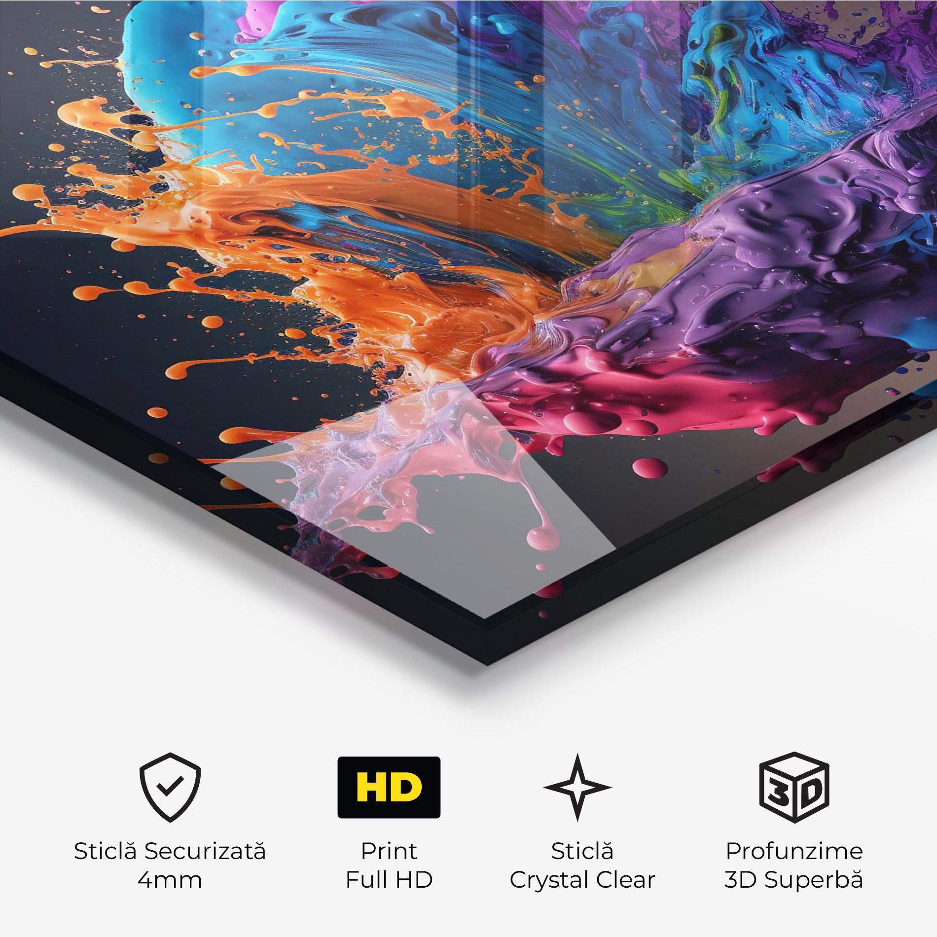 Tablou Sticla Orange Paint Splash mockup 3