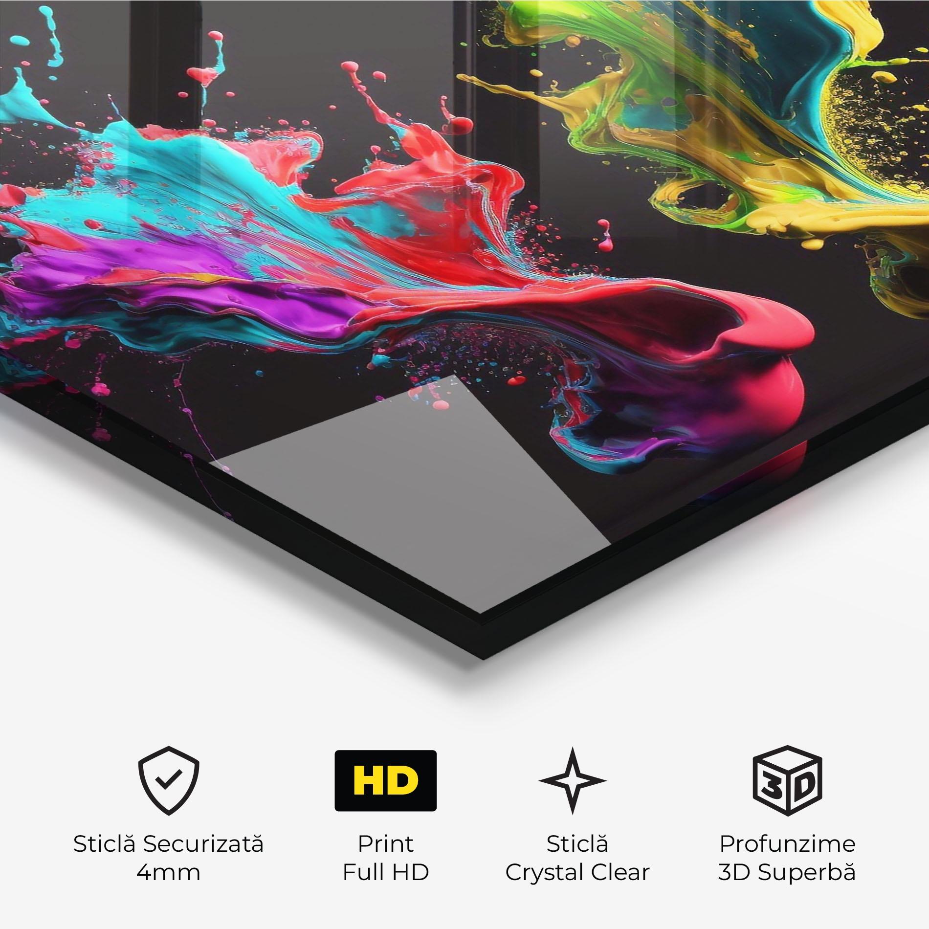 Tablou Sticla Yellow Green Splash mockup 3