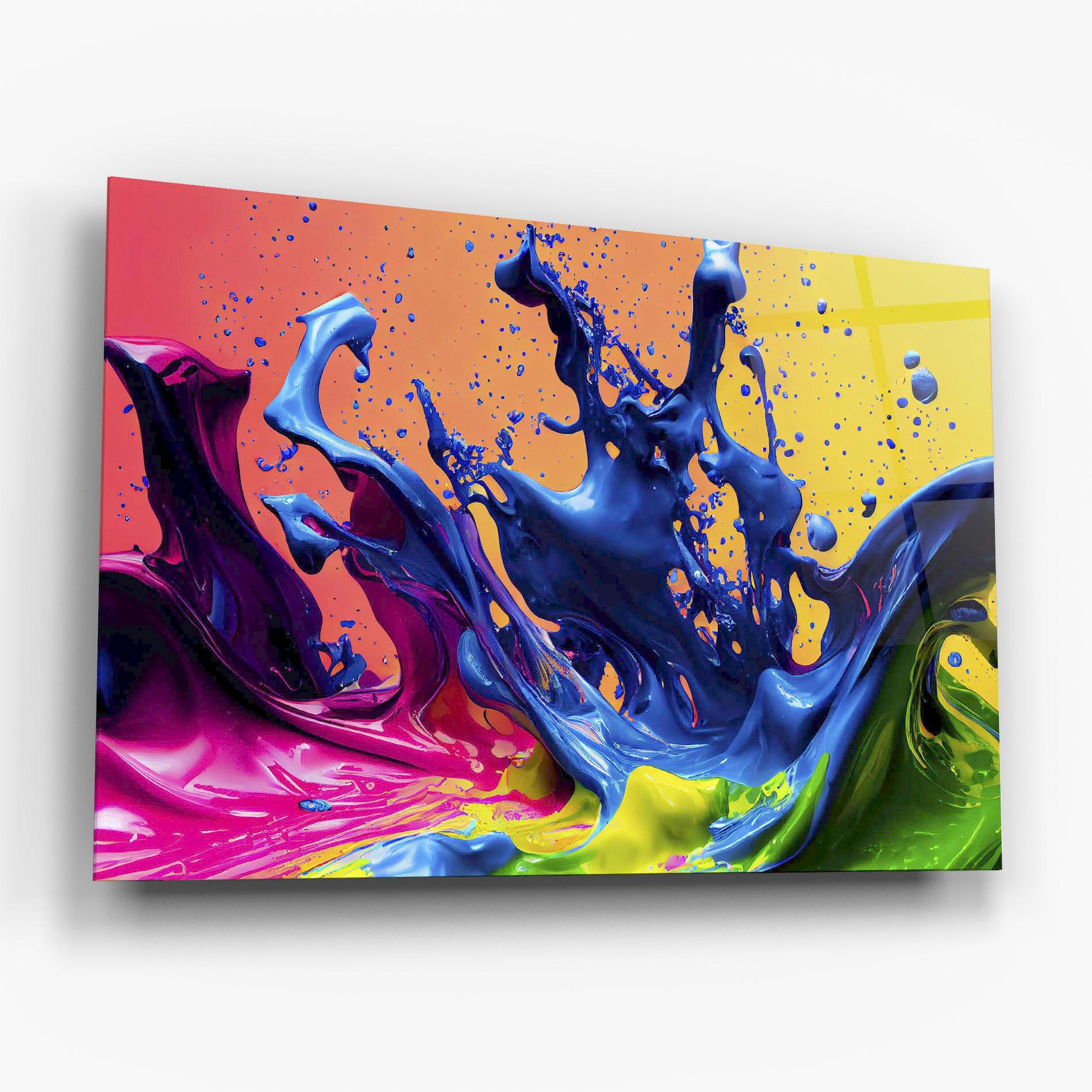 Tablou Sticla Colorful Blue Explosion mockup 6