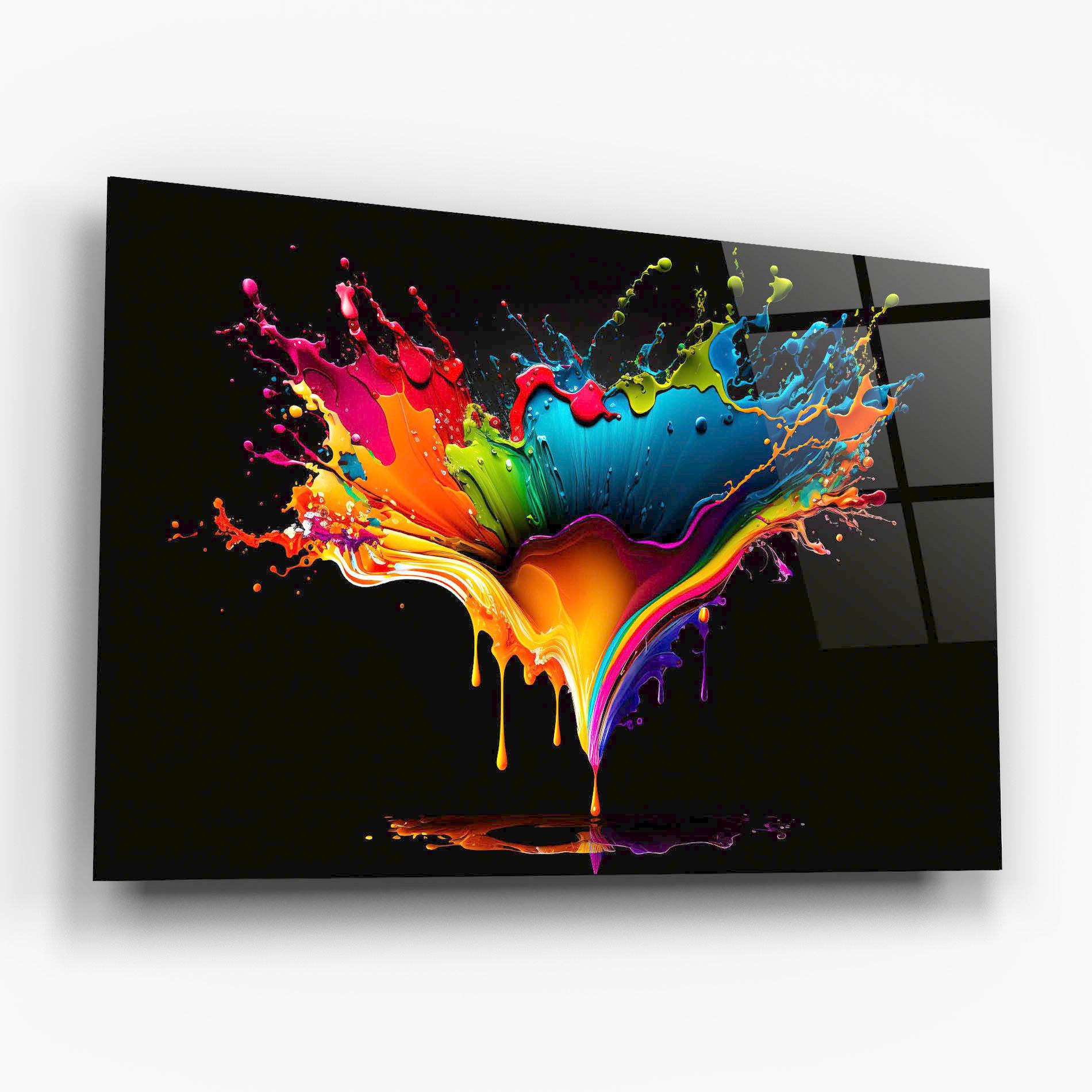 Tablou Sticla Colorful Rainbow Splash mockup 6