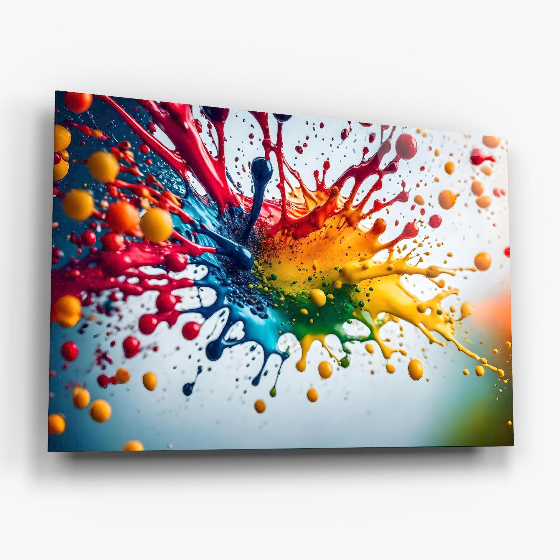 Tablou Sticla Colorful Splash Rainbow mockup 6