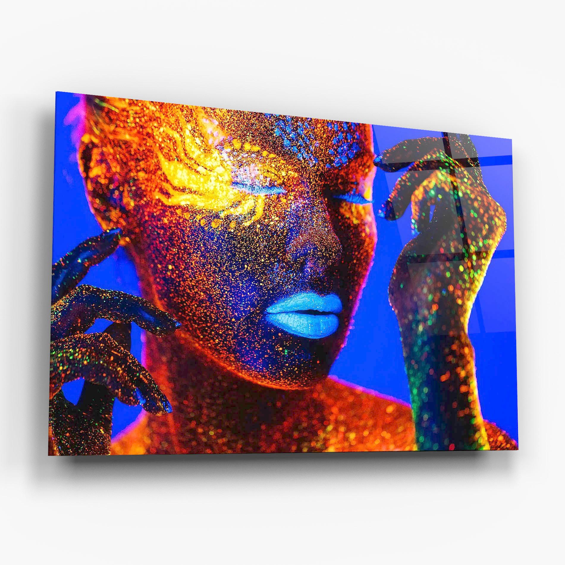 Tablou Sticla Fluorescent Blue Lips mockup 6