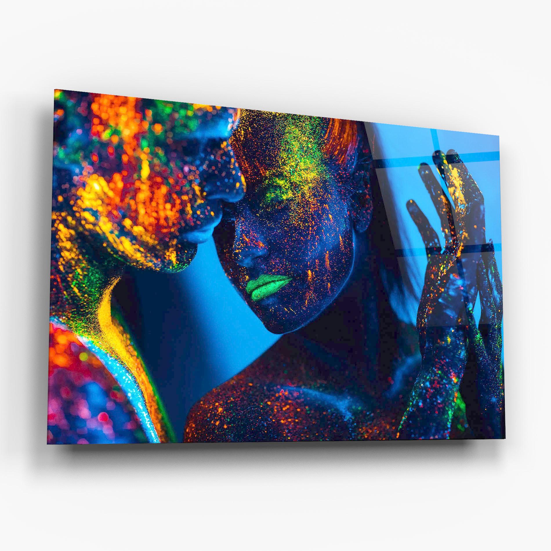 Tablou Sticla Fluorescent Couple mockup 6
