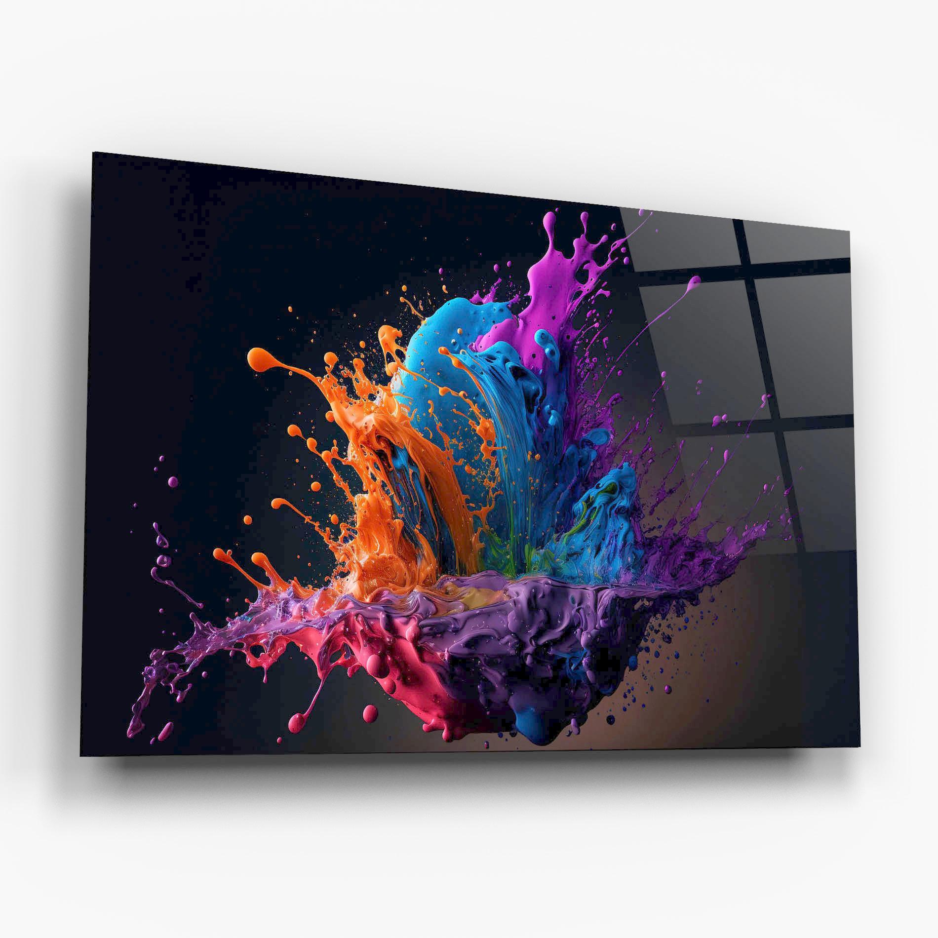 Tablou Sticla Orange Paint Splash mockup 6