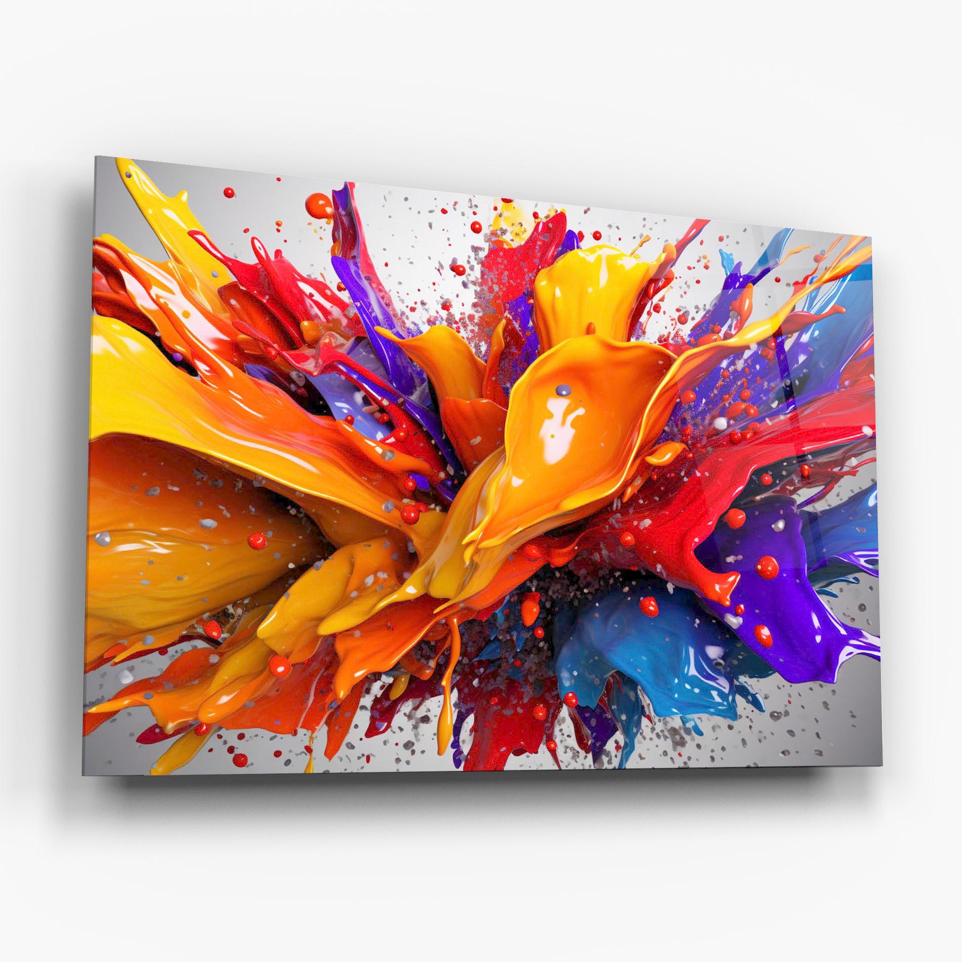 Tablou Sticla Yellow Red Splash mockup 6