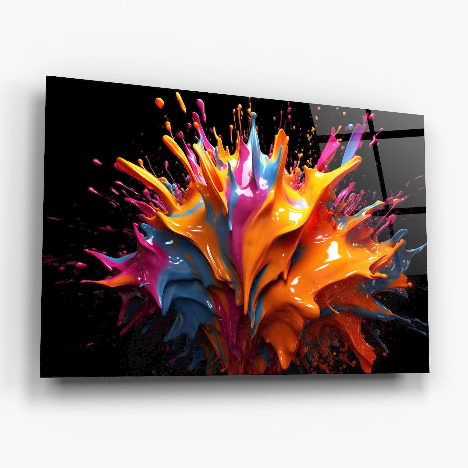 Tablou Sticla Yellow Splash mockup 6