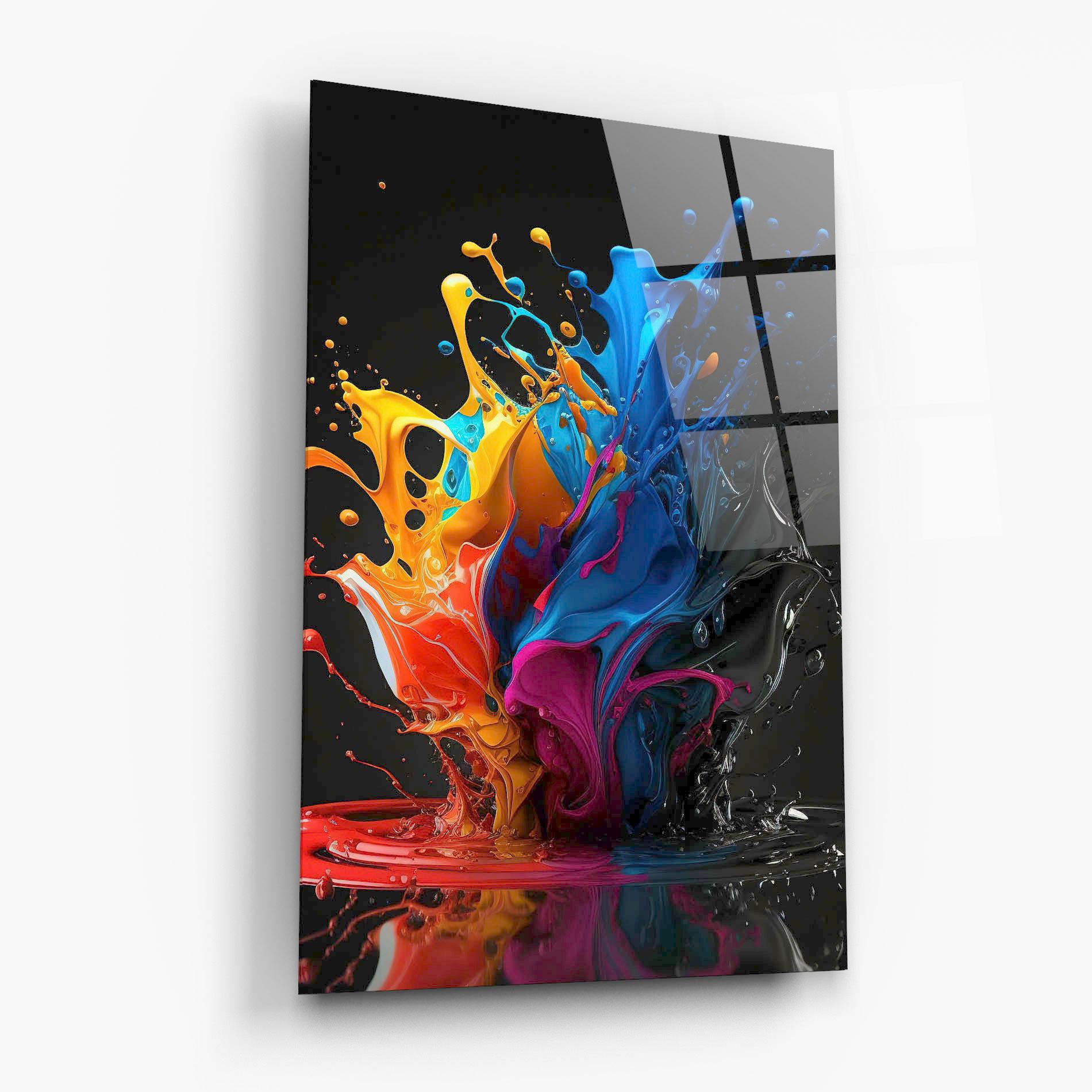 Tablou Sticla Black Blue Splash mockup 6