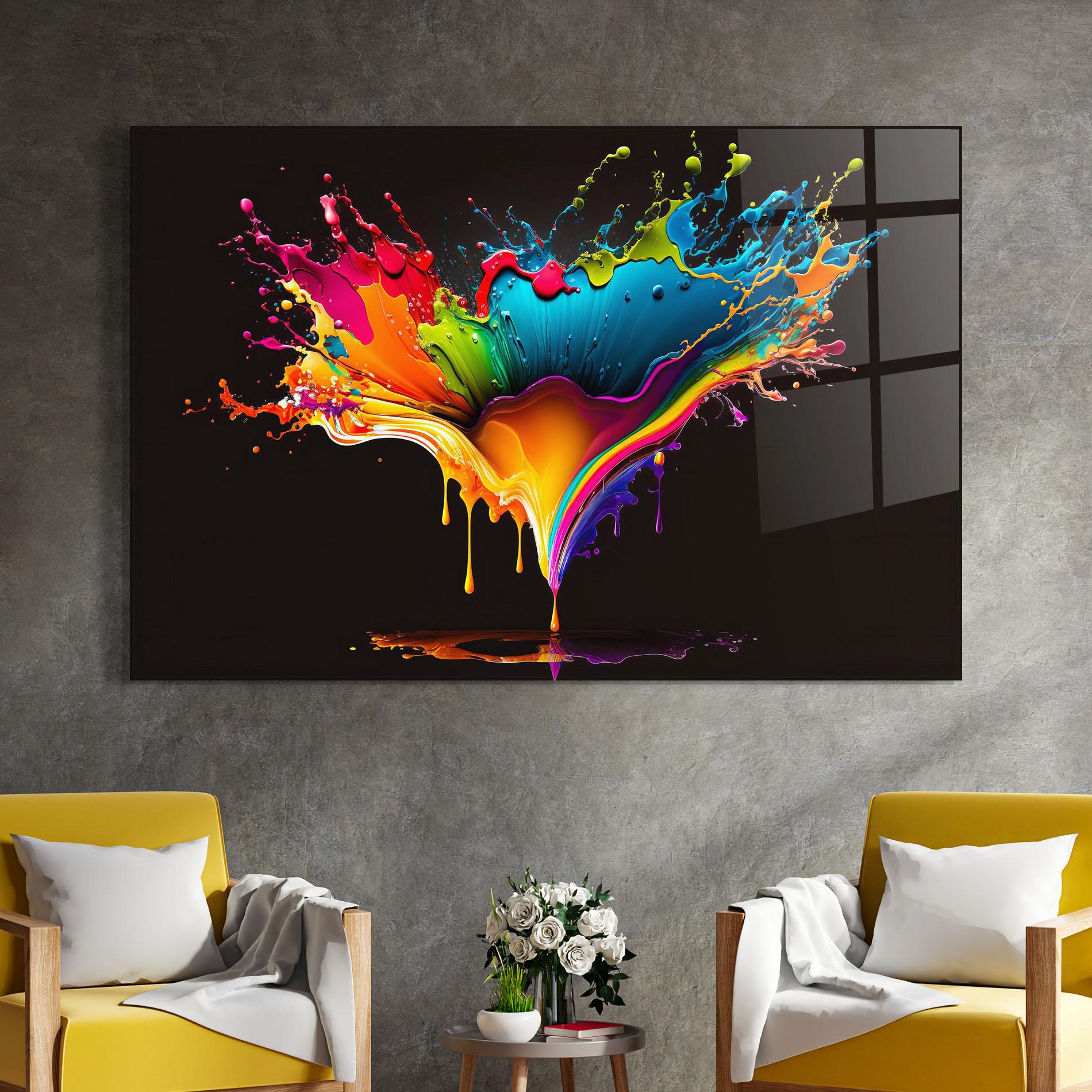 Tablou Sticla Colorful Rainbow Splash mockup 4