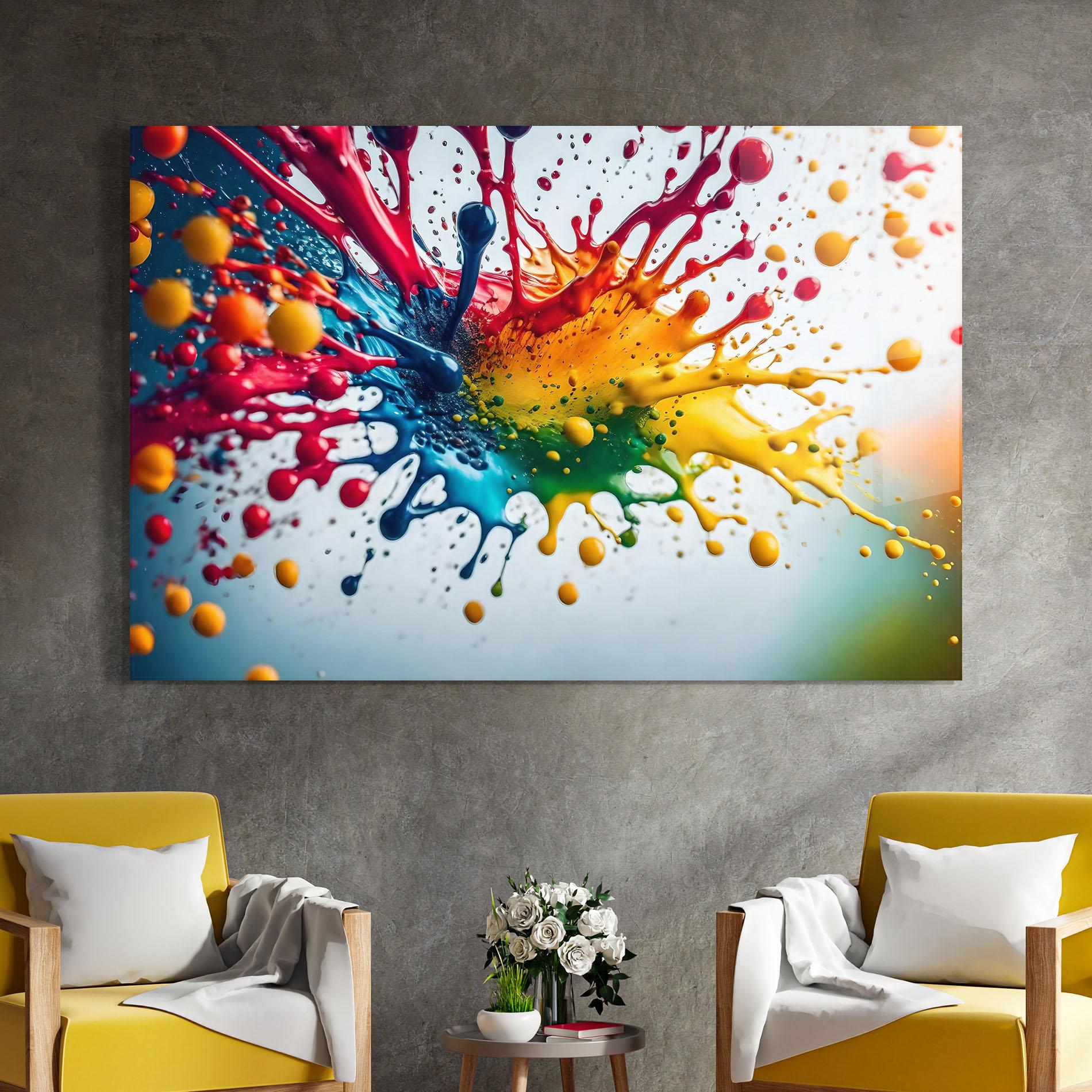 Tablou Sticla Colorful Splash Rainbow mockup 4