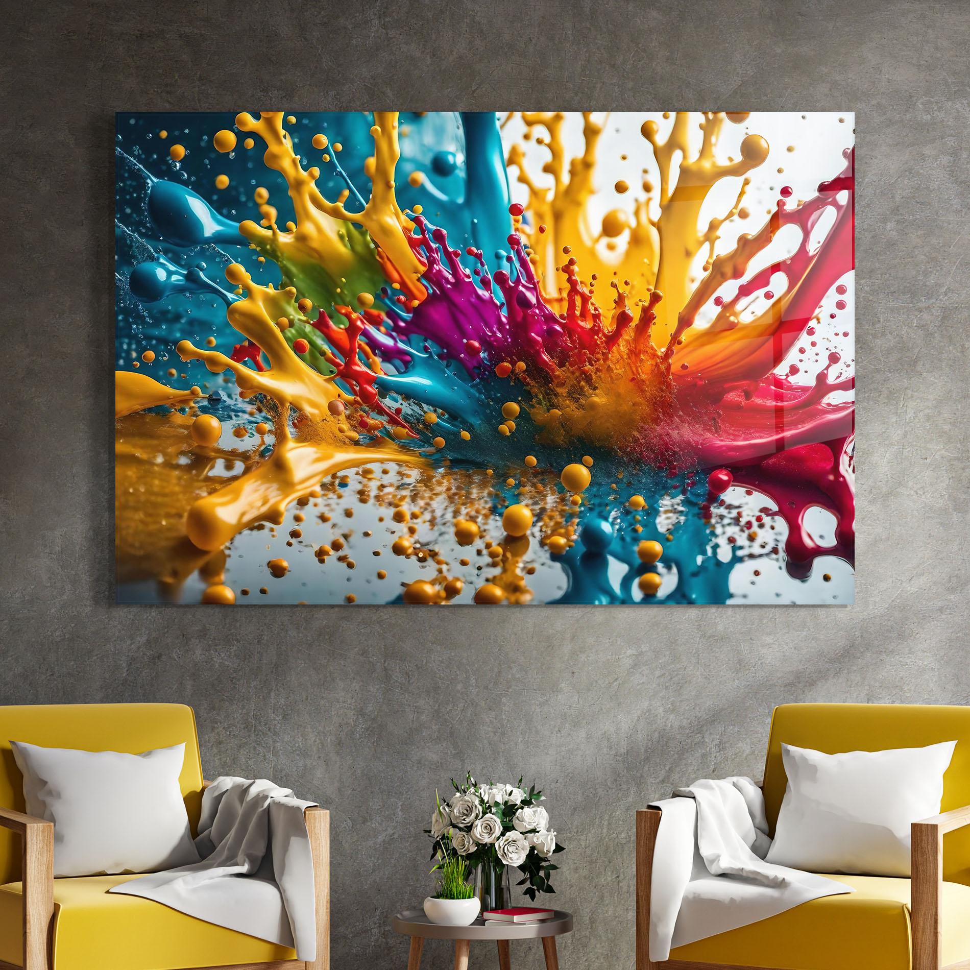 Tablou Sticla Colorful Water Splash mockup 4