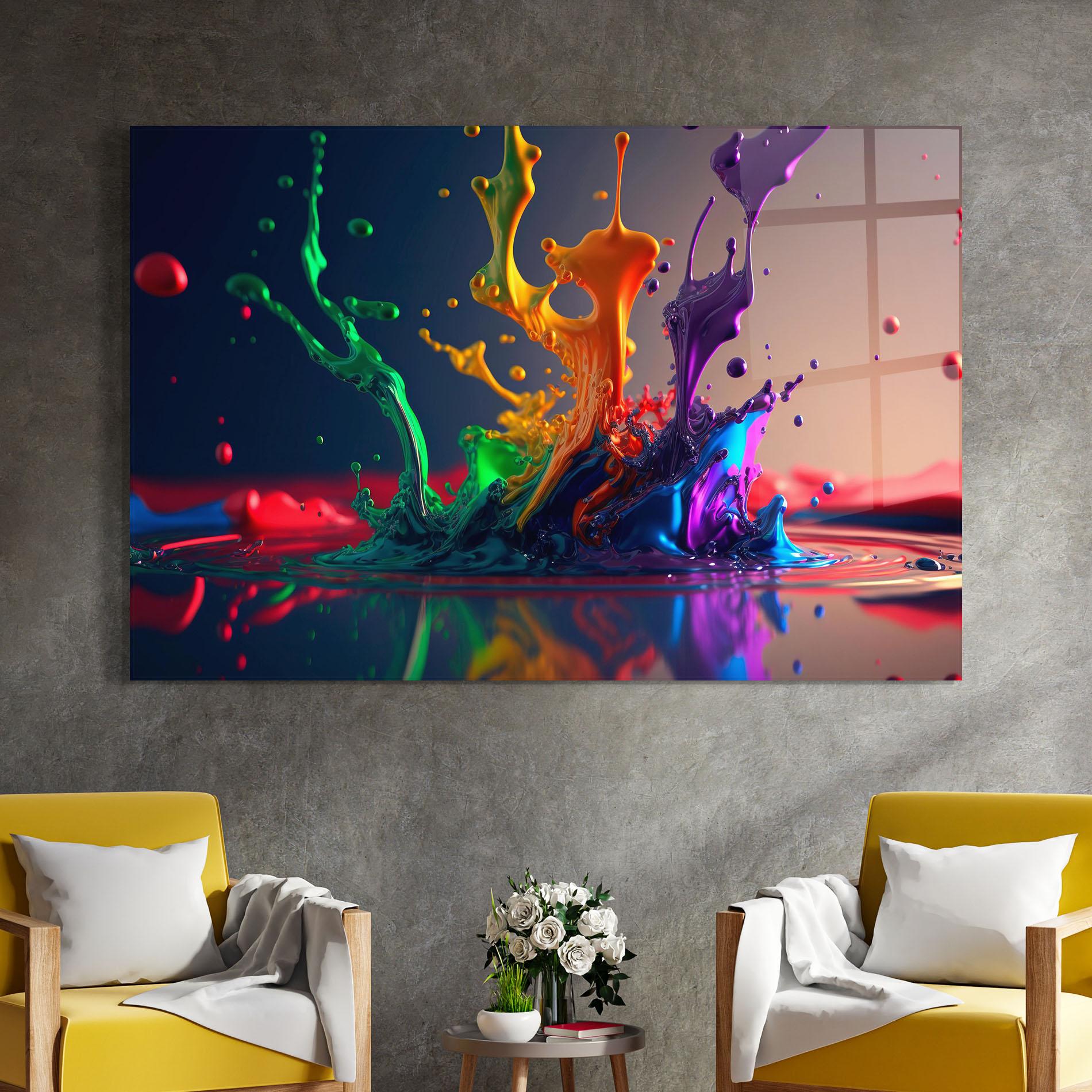 Tablou Sticla Green Color Splash mockup 4